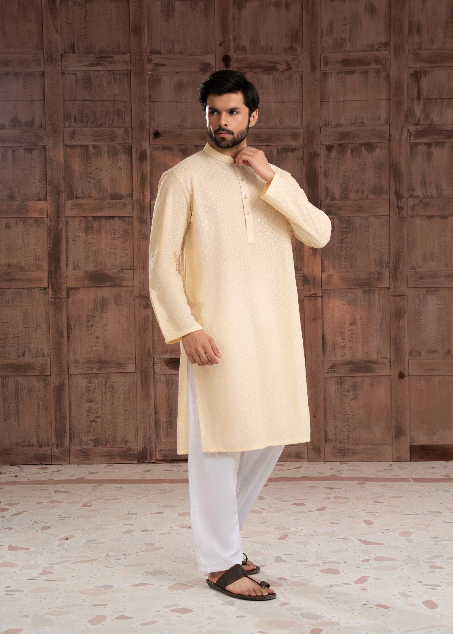 chikankari cotton Kurta in Cream