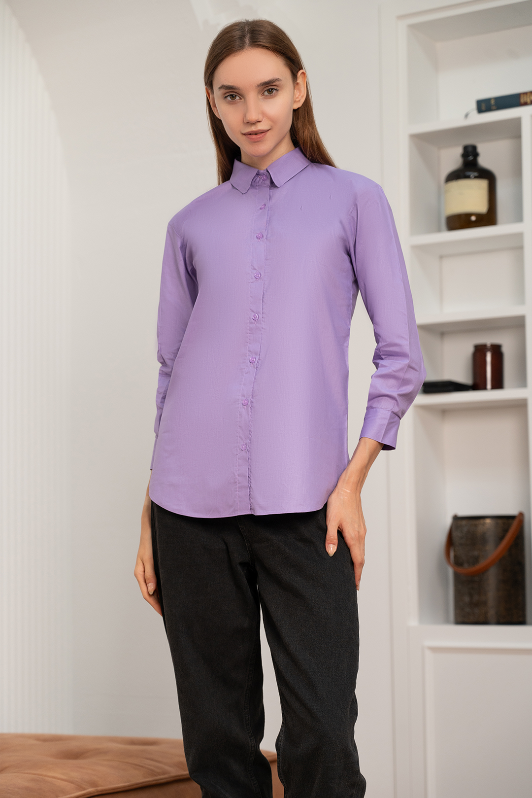 cotton Formal Shirt in Purple