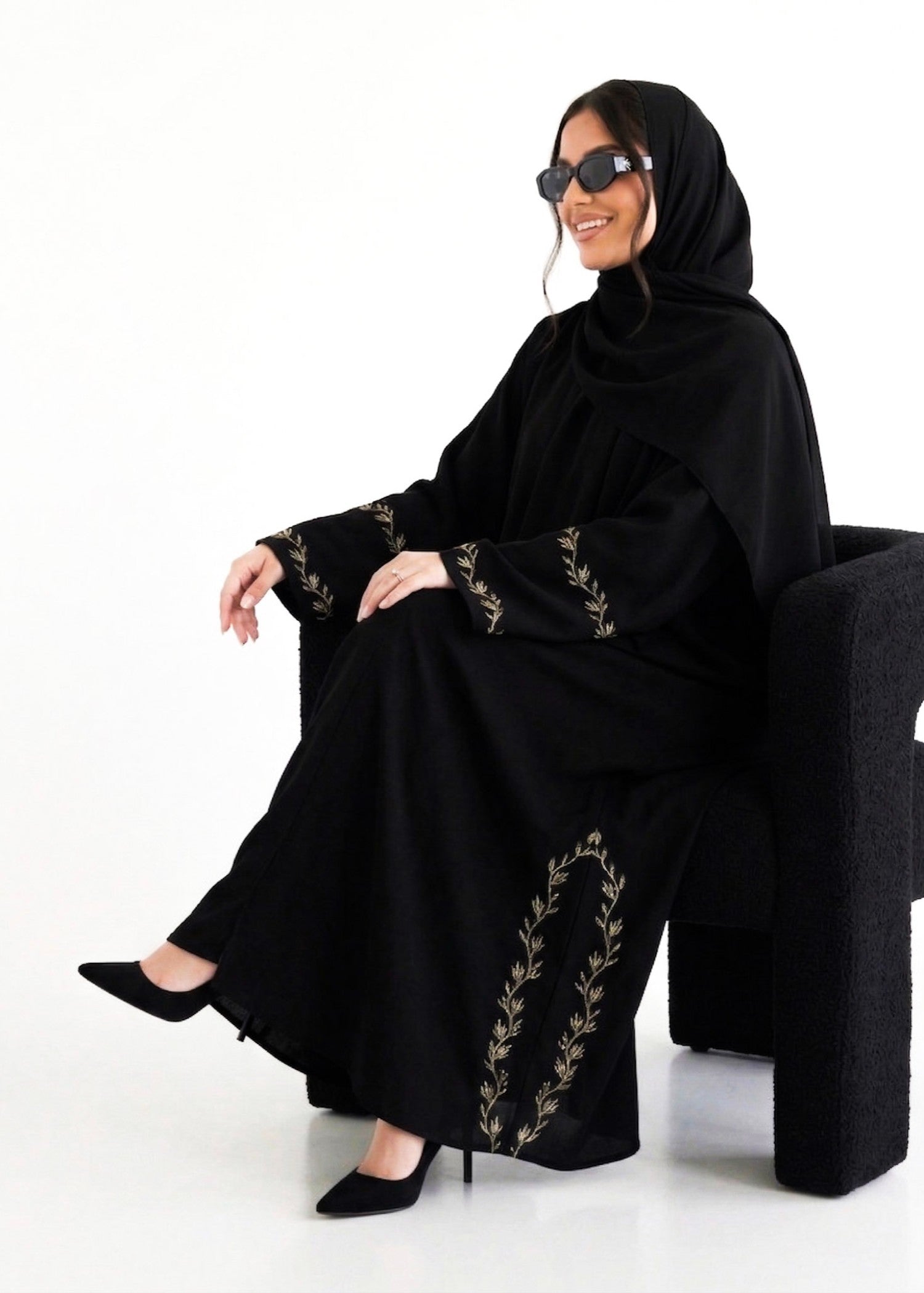 nidha Abaya in Black