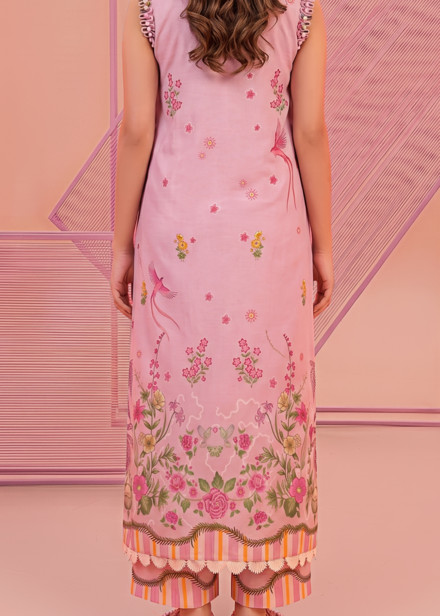 lawn Unstitched in Mauve pink, lavender pink