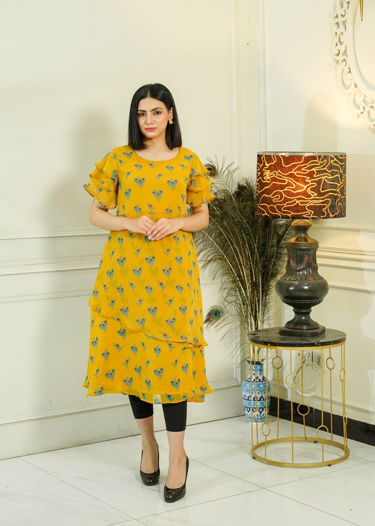 georgette Dress in Yellow