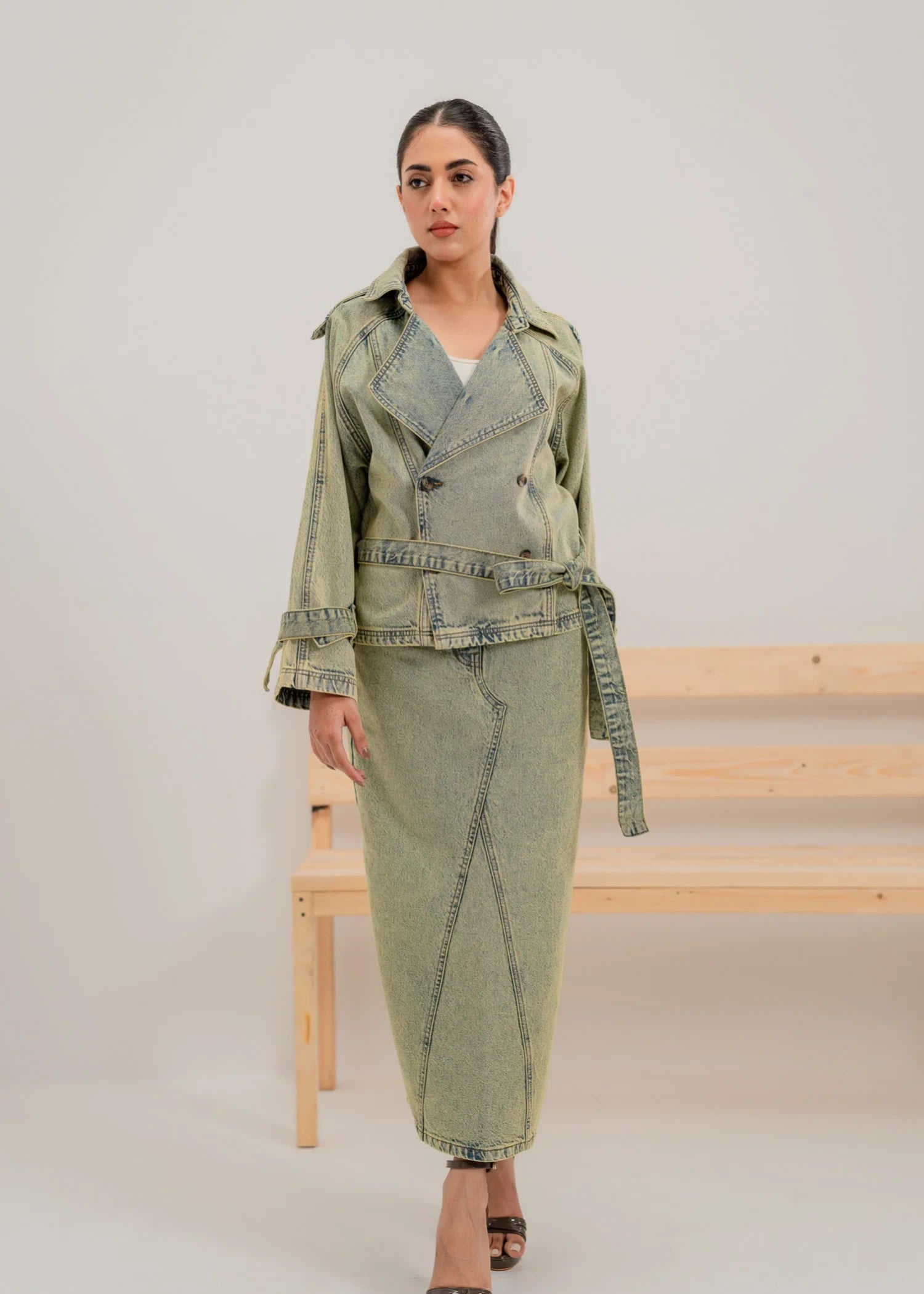 denim Jacket in Yellow green
