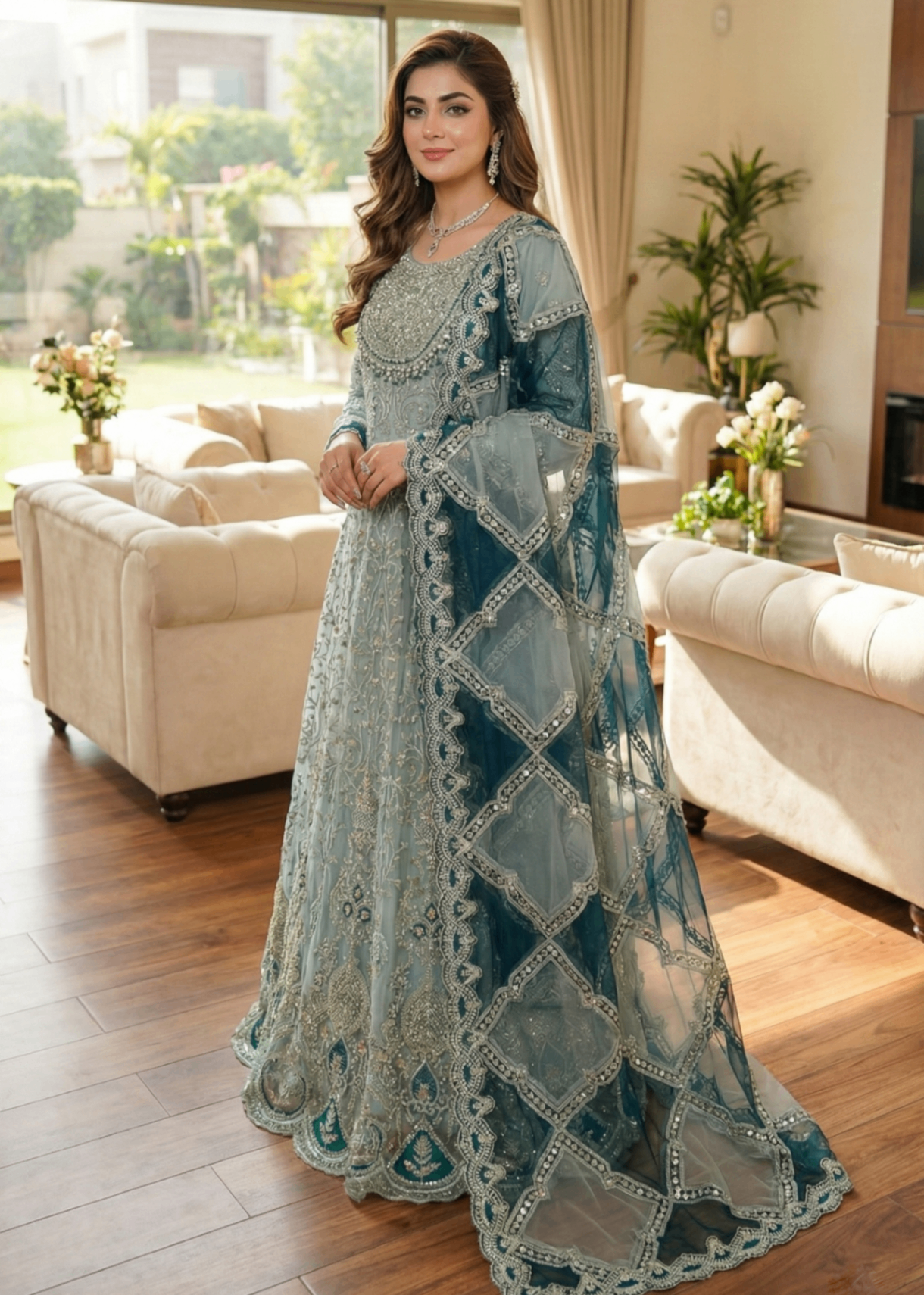 organza Maxi in Frost blue