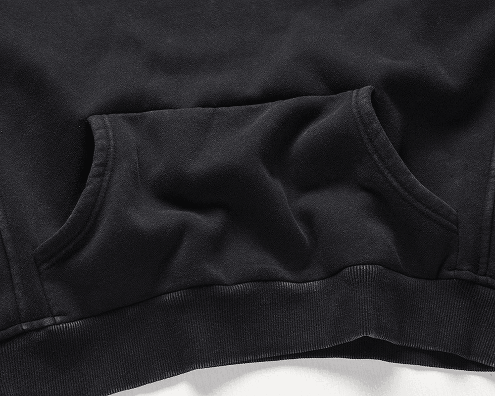 European and American High-Street Washed Short, Personalized Tailoring Side Slit Loose Hooded Sweater