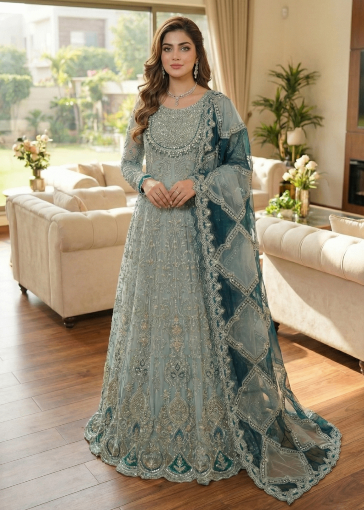 organza Maxi in Frost blue