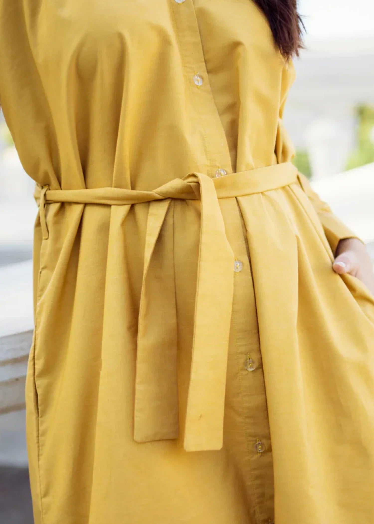 cotton Dress in Mustard