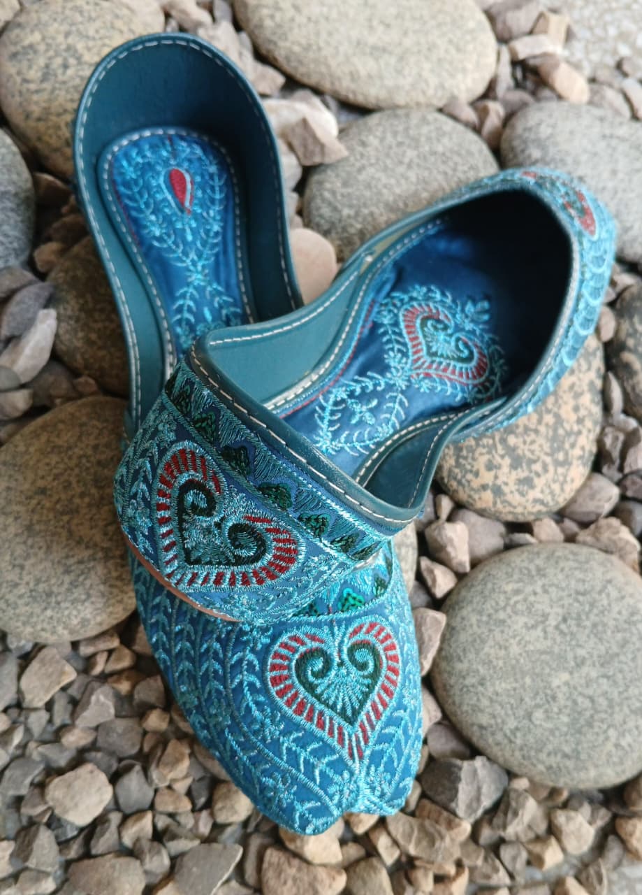 Khussa in Ocean blue by - High Quality Women Khussa UOP4117