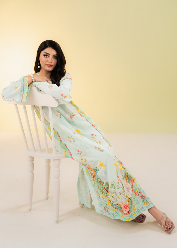 poly lawn Kaftan in Pastel green