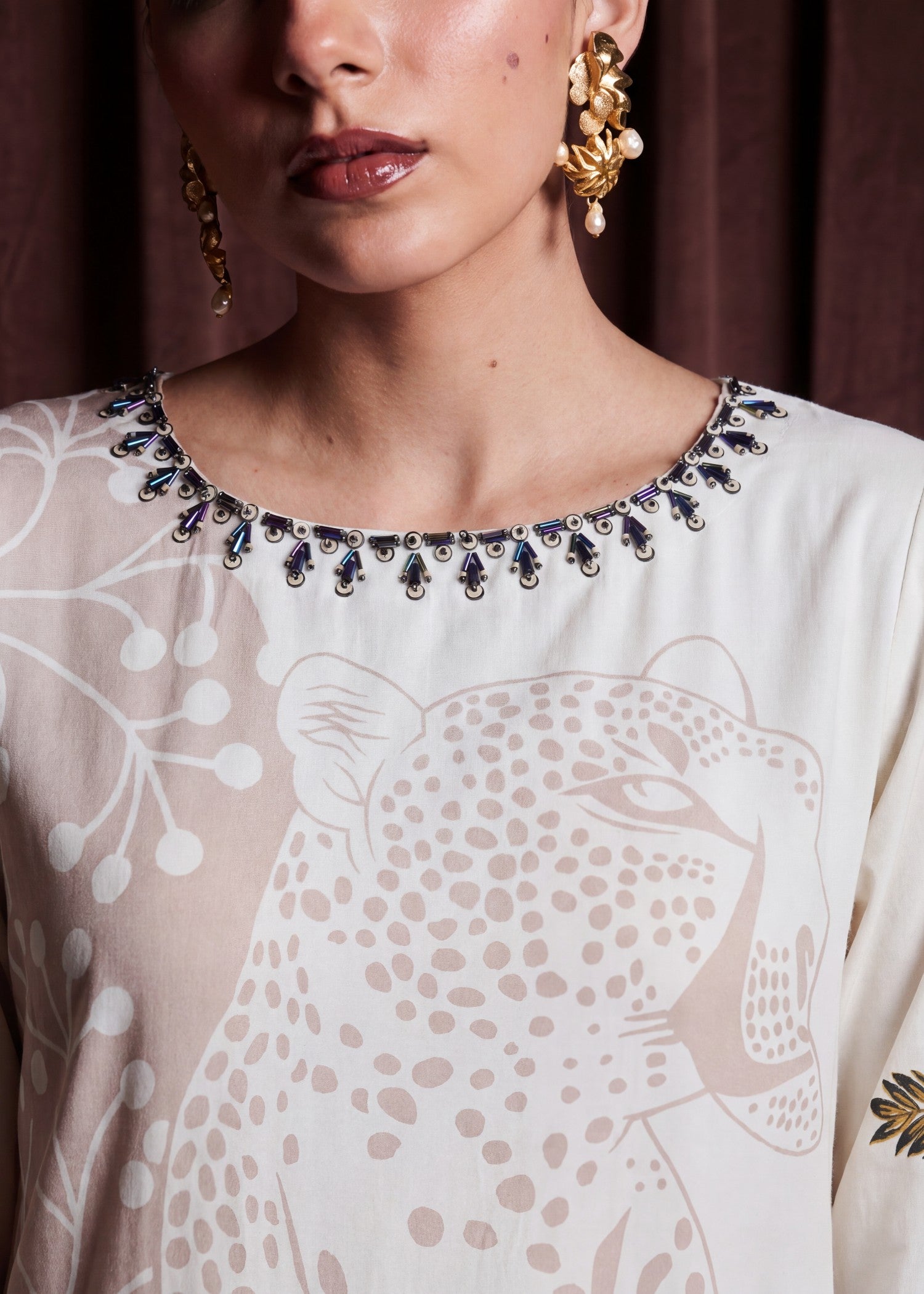poly silk Kaftan in White