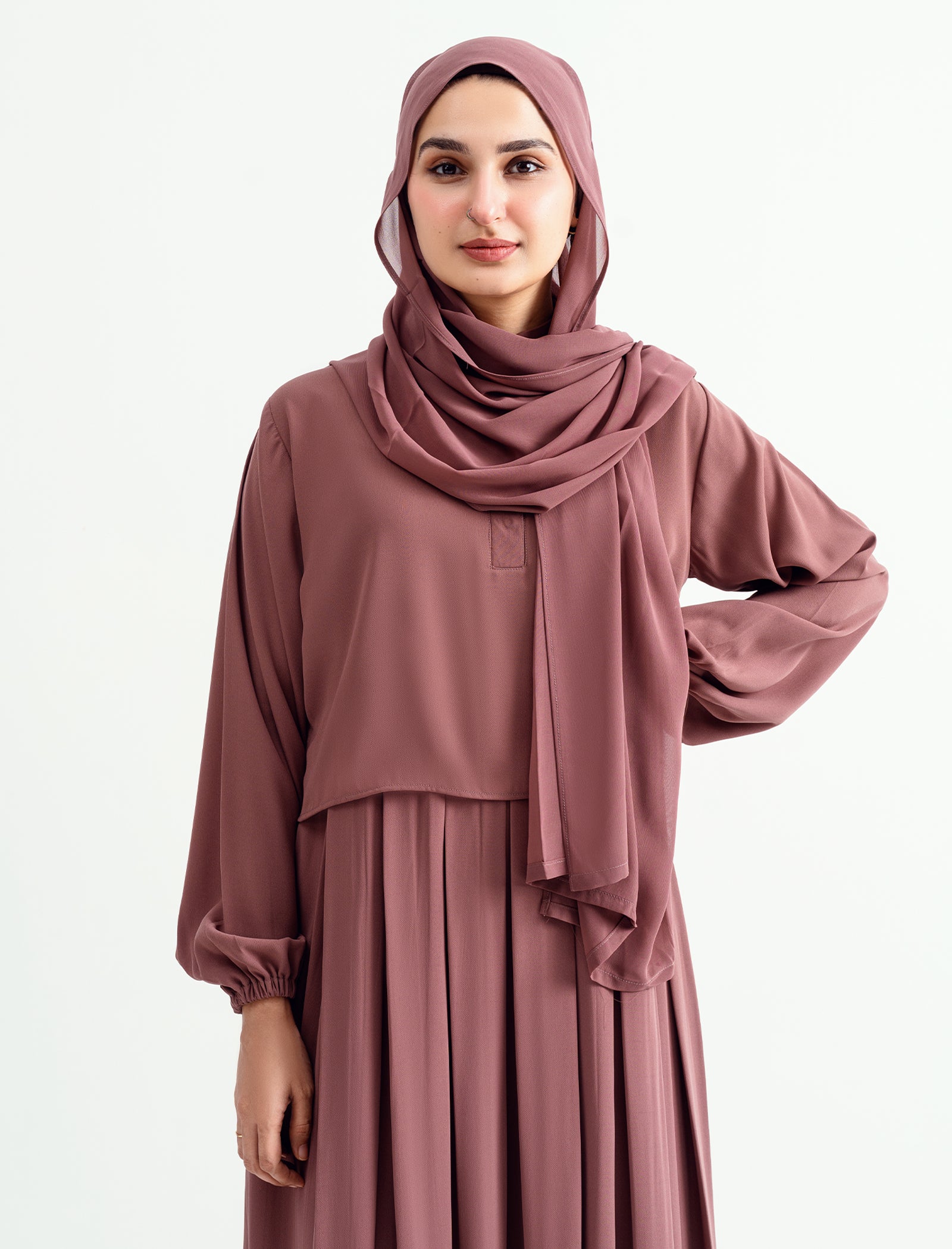 khaddar Abaya in Purple taupe