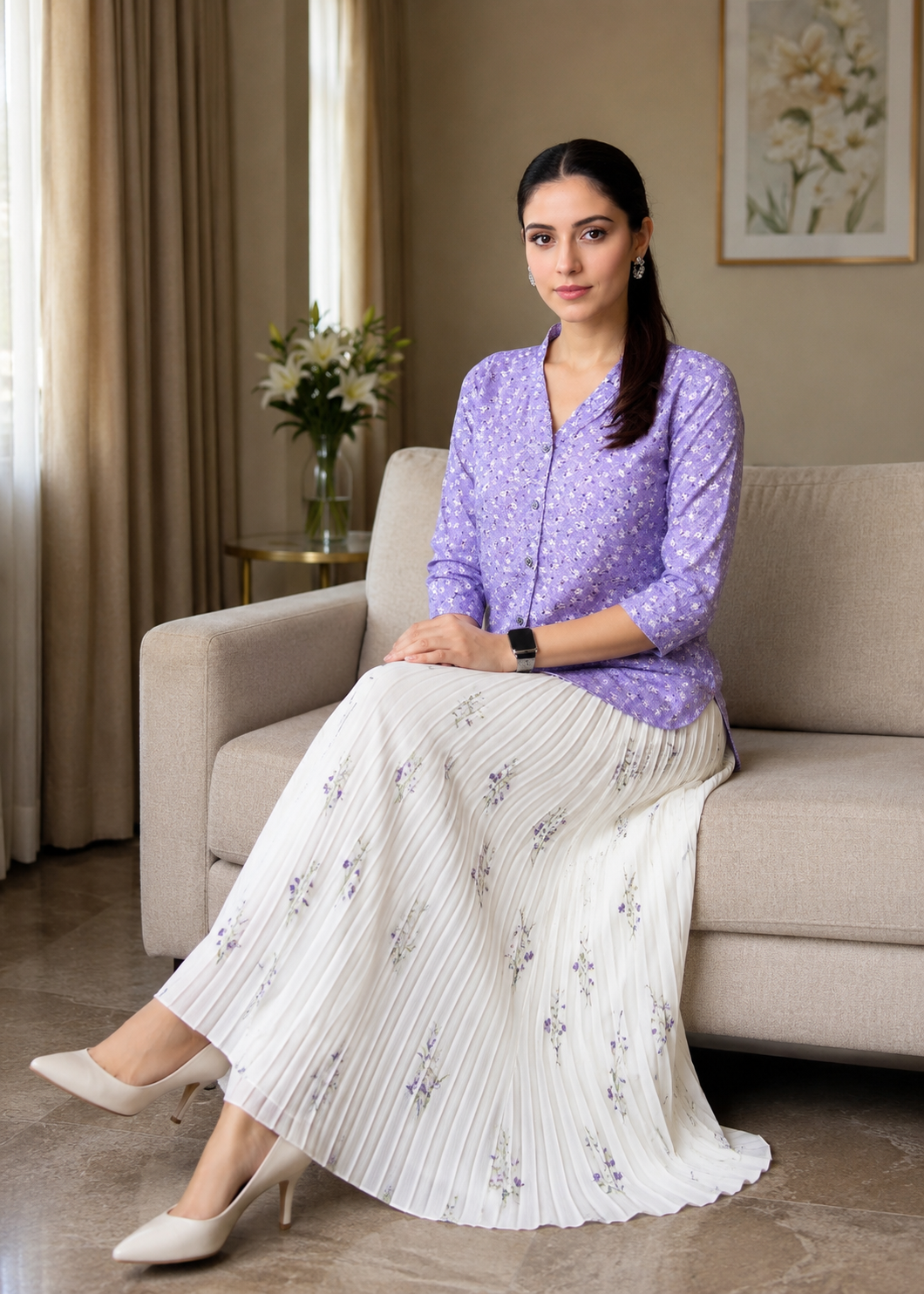 georgette Top in Purple ash