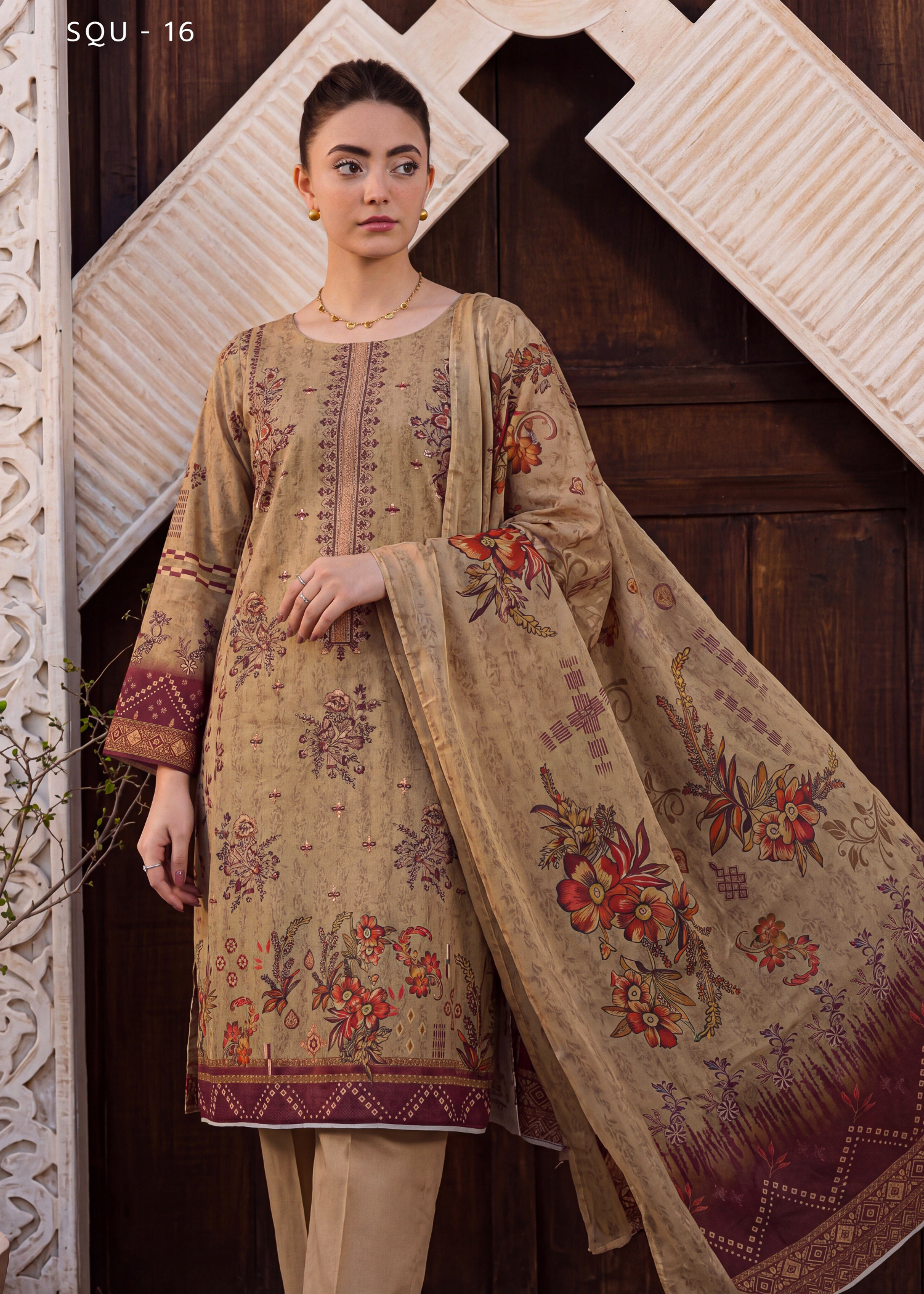 karandi Unstitched in Brown