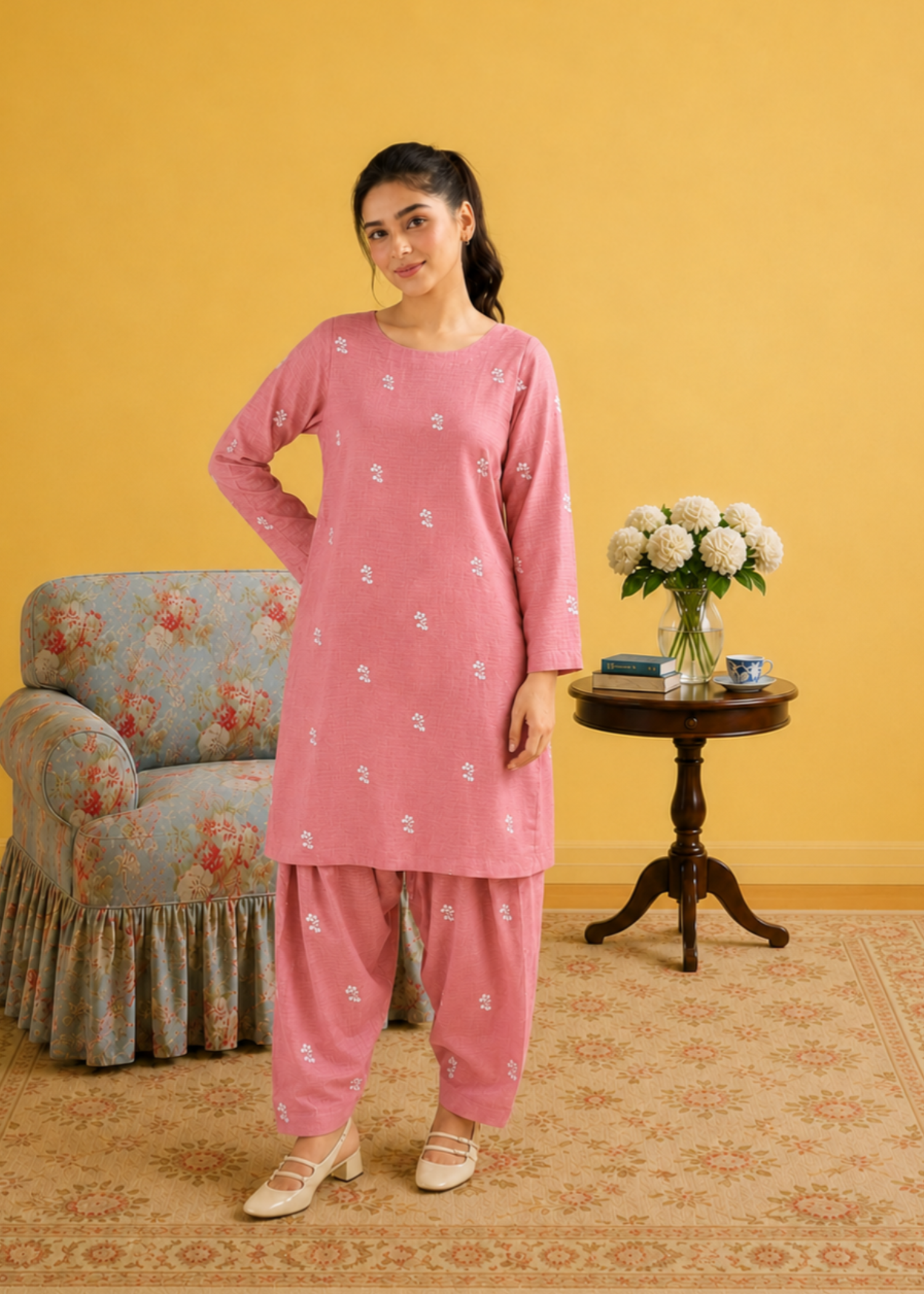lawn Co Ord Sets in Rose pink