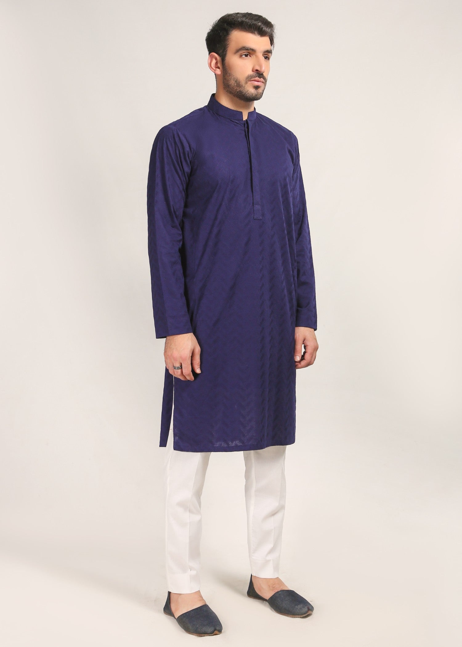 schiffli Kurta in Blue