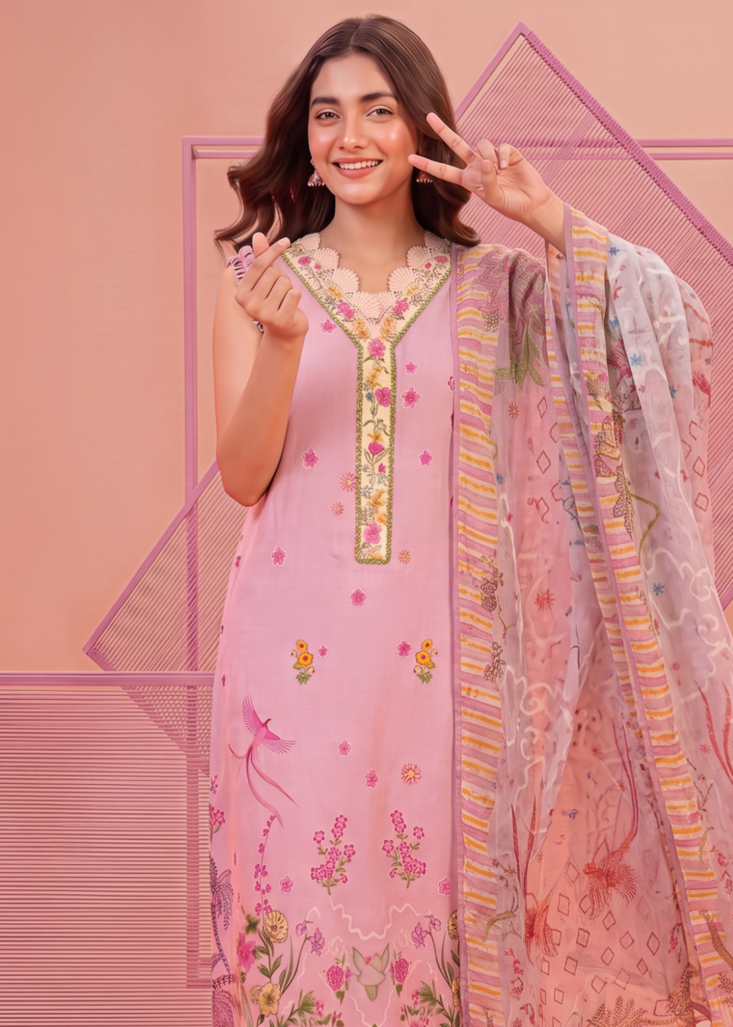 lawn Unstitched in Mauve pink, lavender pink
