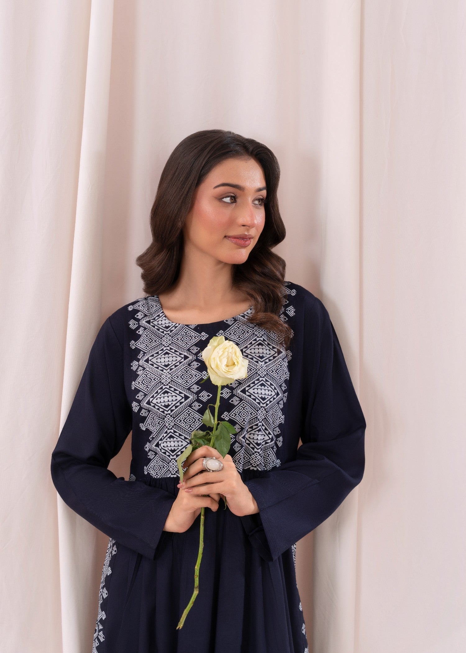 linen Kurti in Dark blue