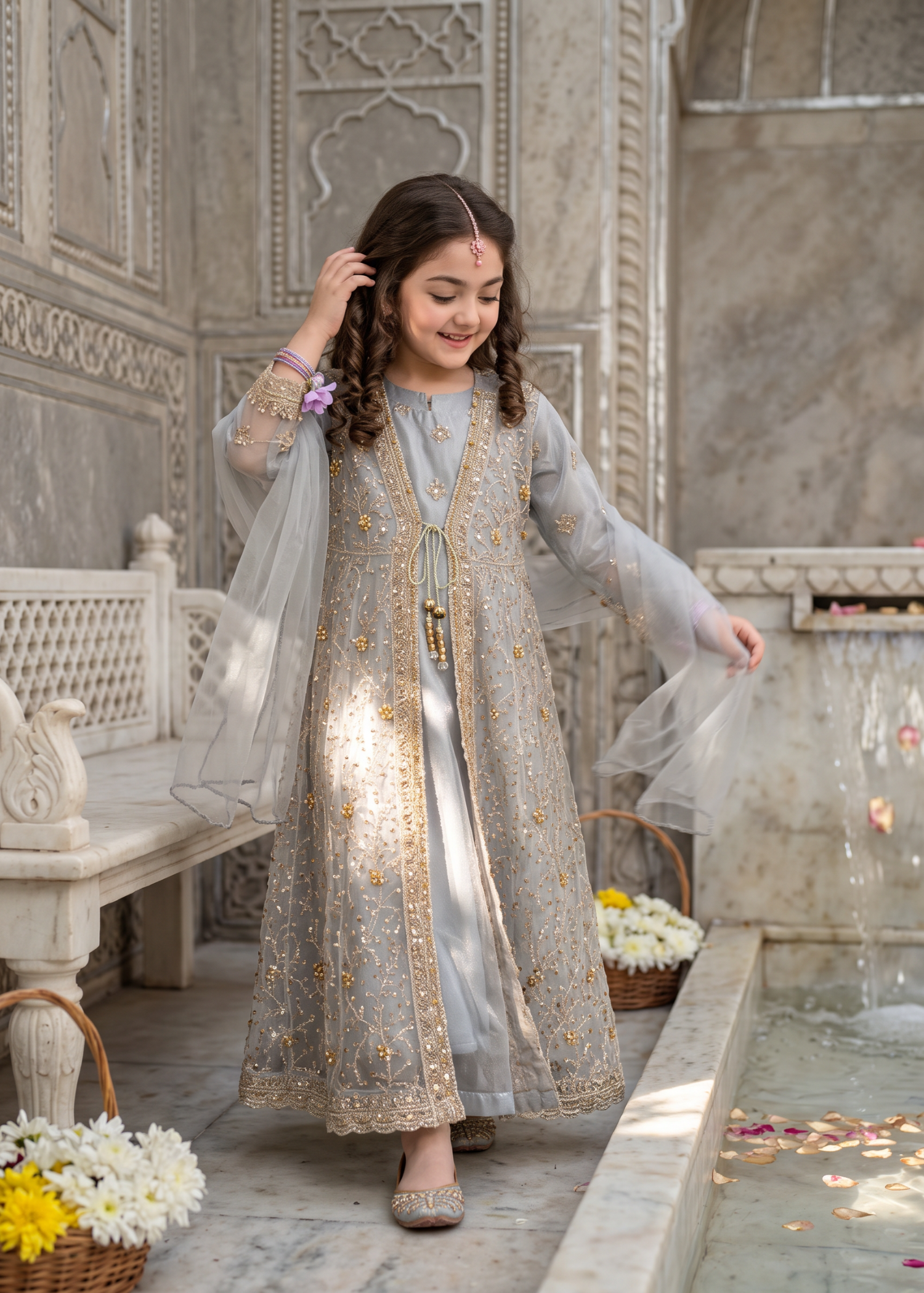 net Gown in Pastel grey