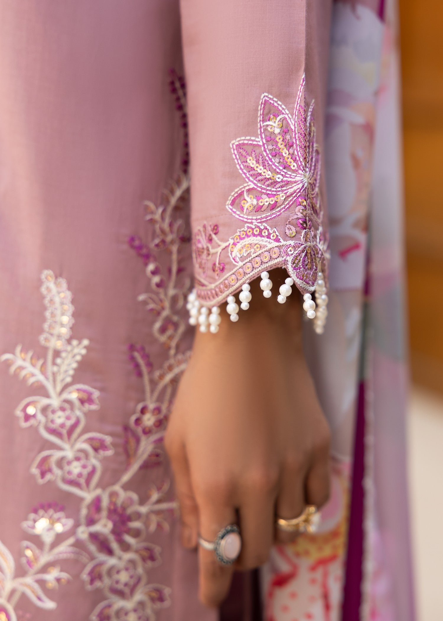 lawn cotton Kurta Set in Pastel pink