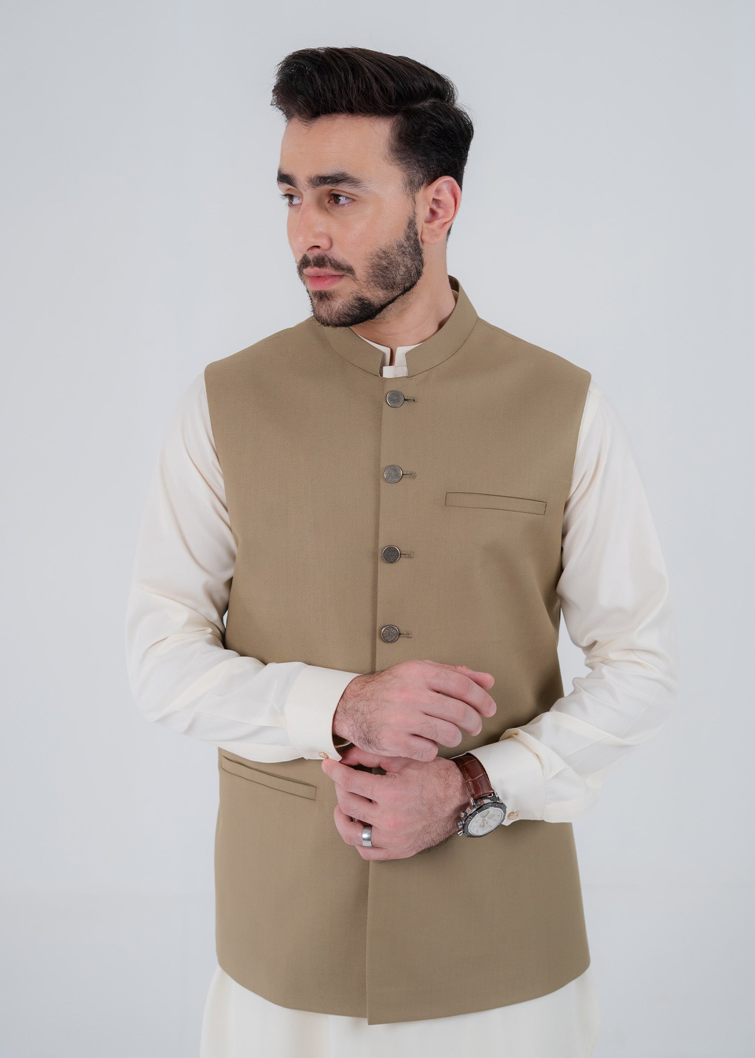 suiting Waistcoat in Beige by Buraq
