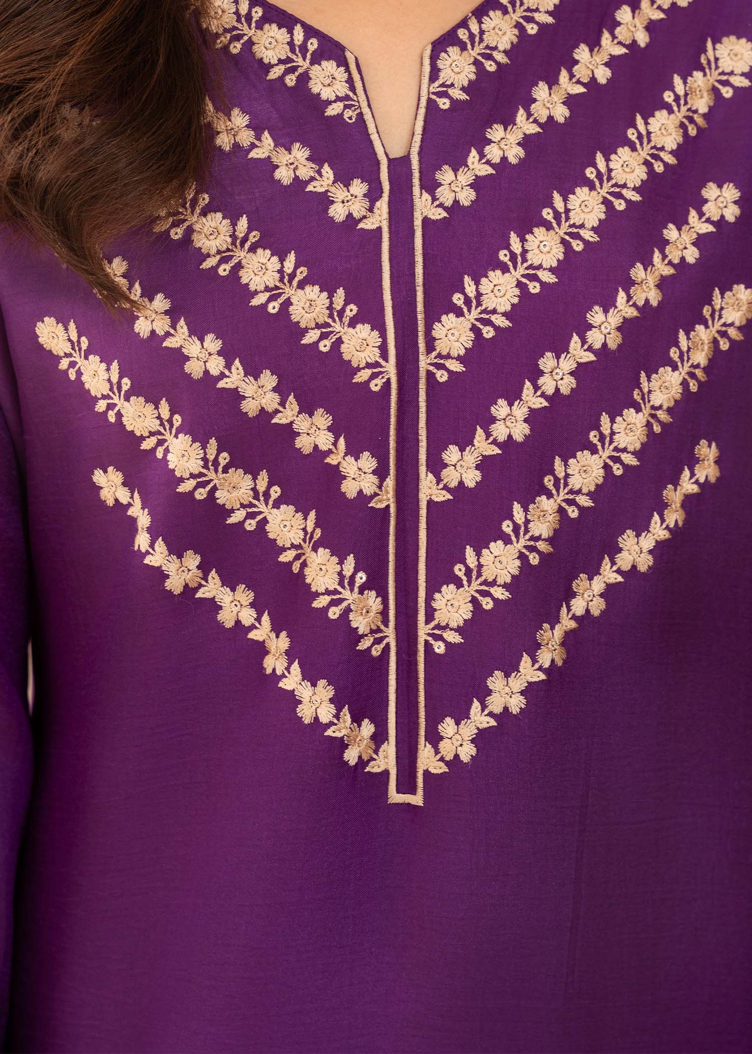kattan silk Kurta Set in Purple heart