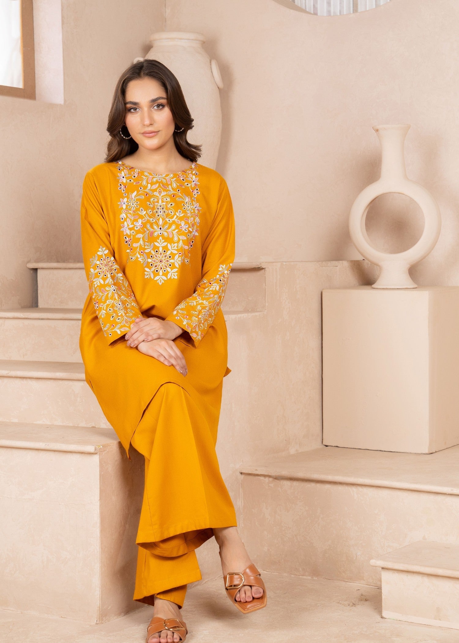 karandi Kurta Set in Mustard