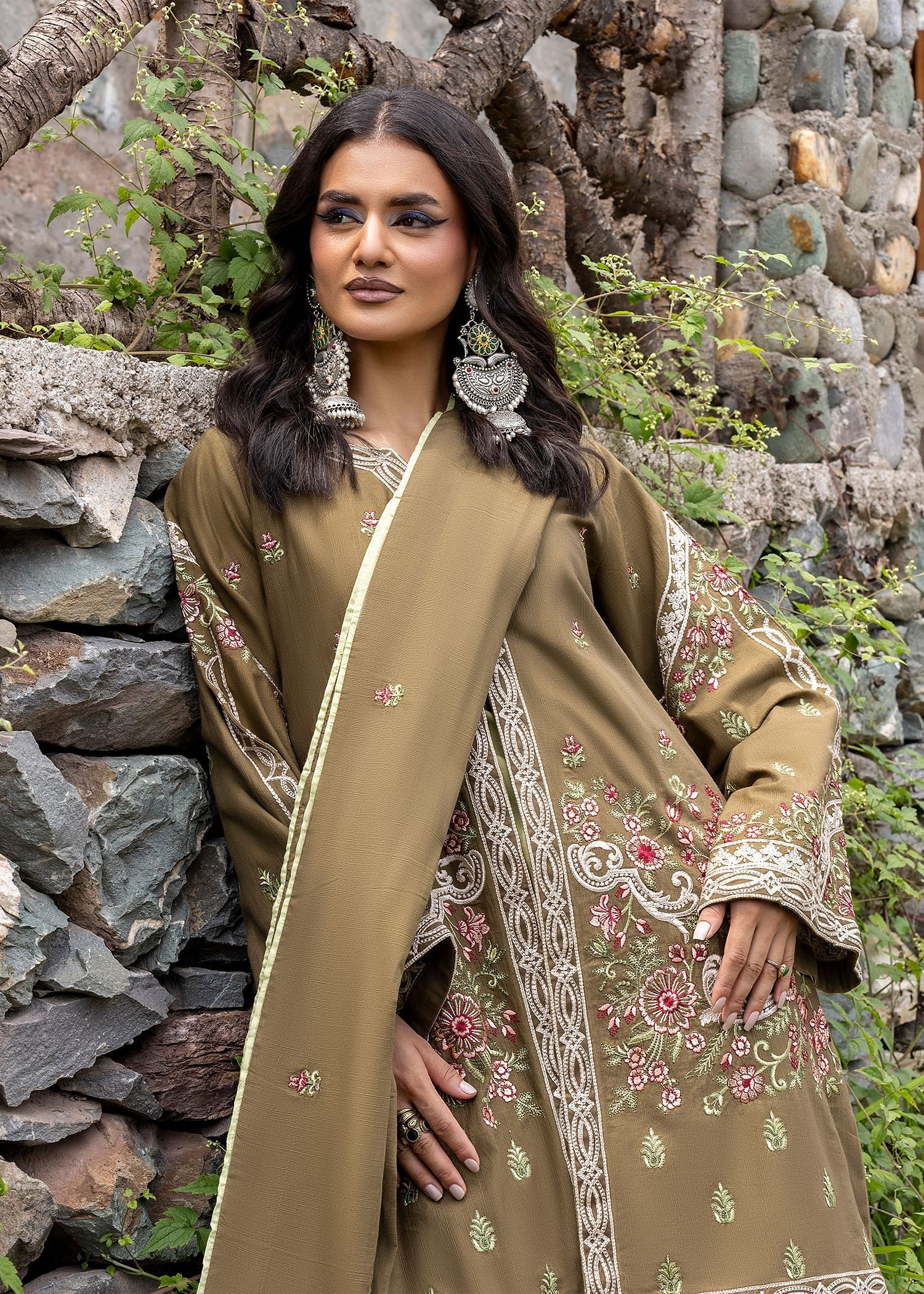 khaddar Jacket in Olive green