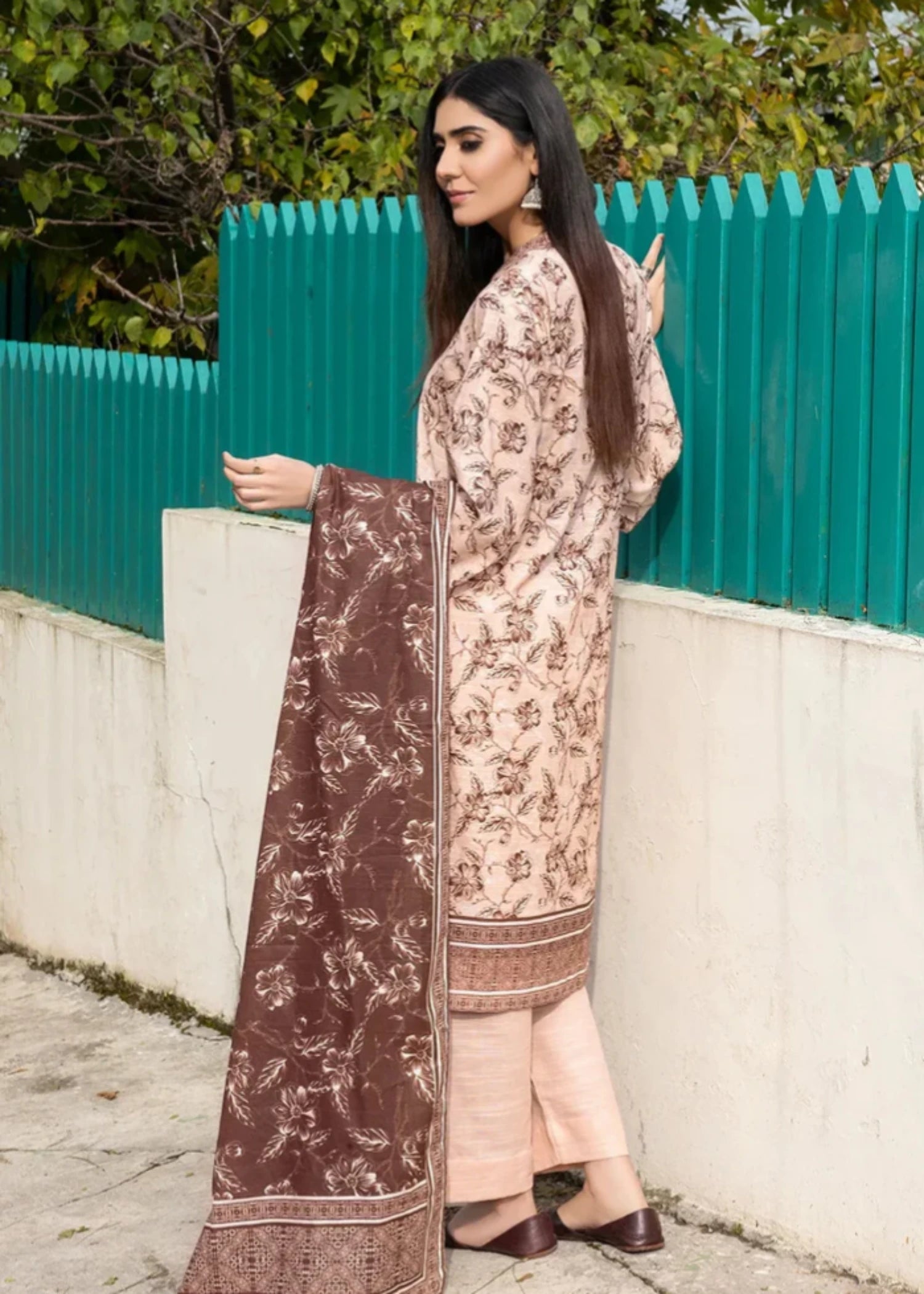 khaddar Unstitched in Camel brown