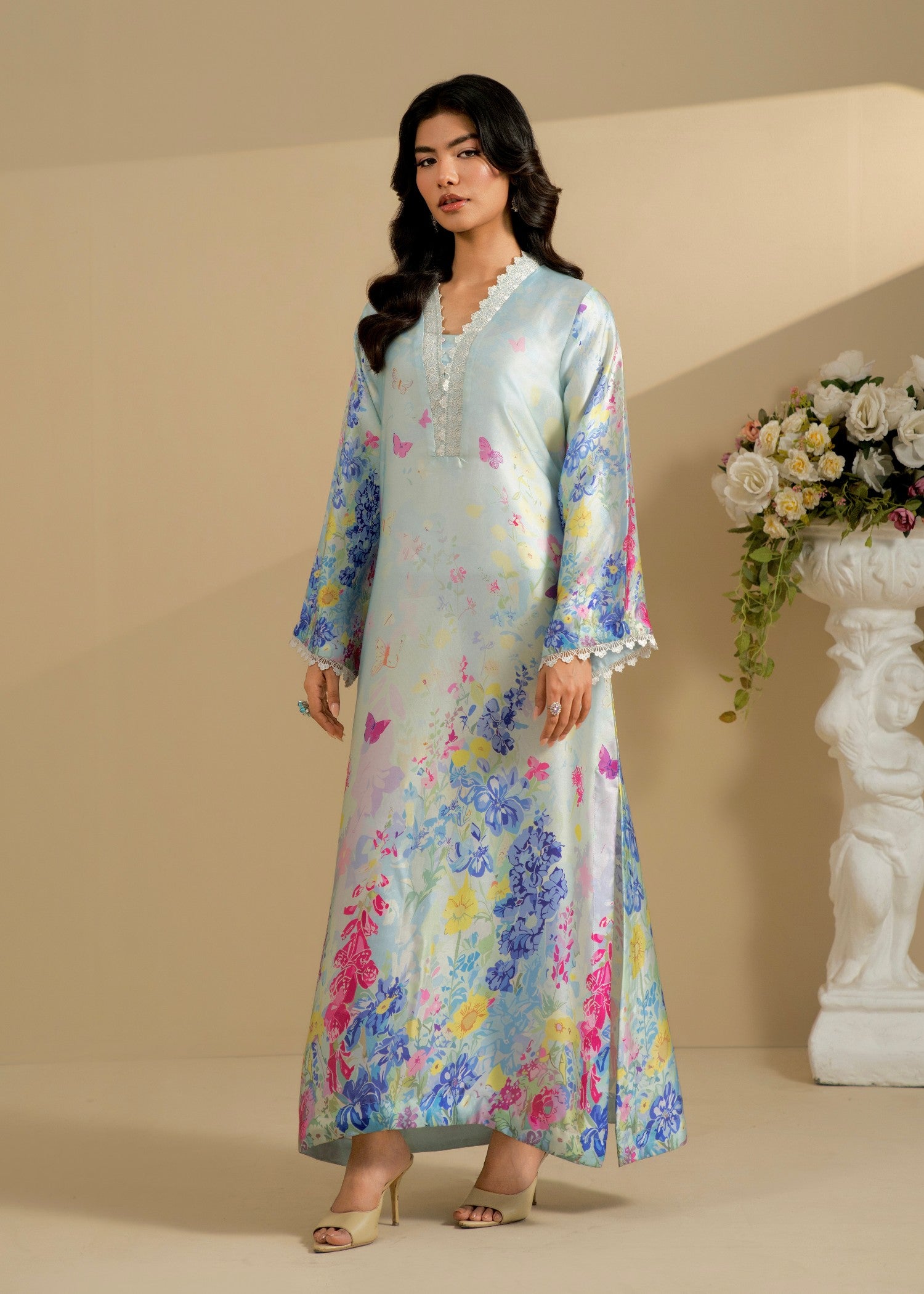 silk Kurta Set in Ice blue