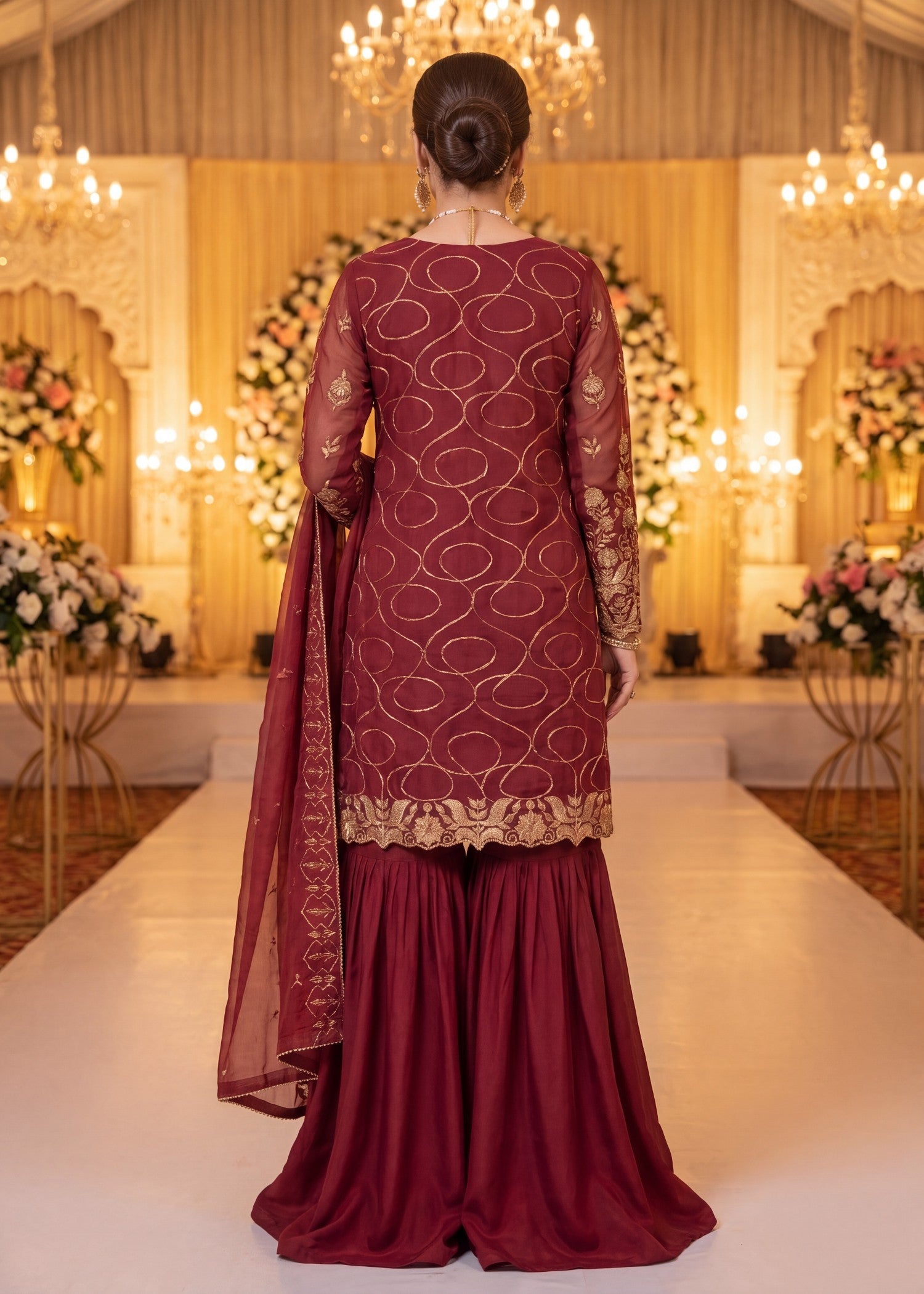 chiffon Unstitched in Maroon