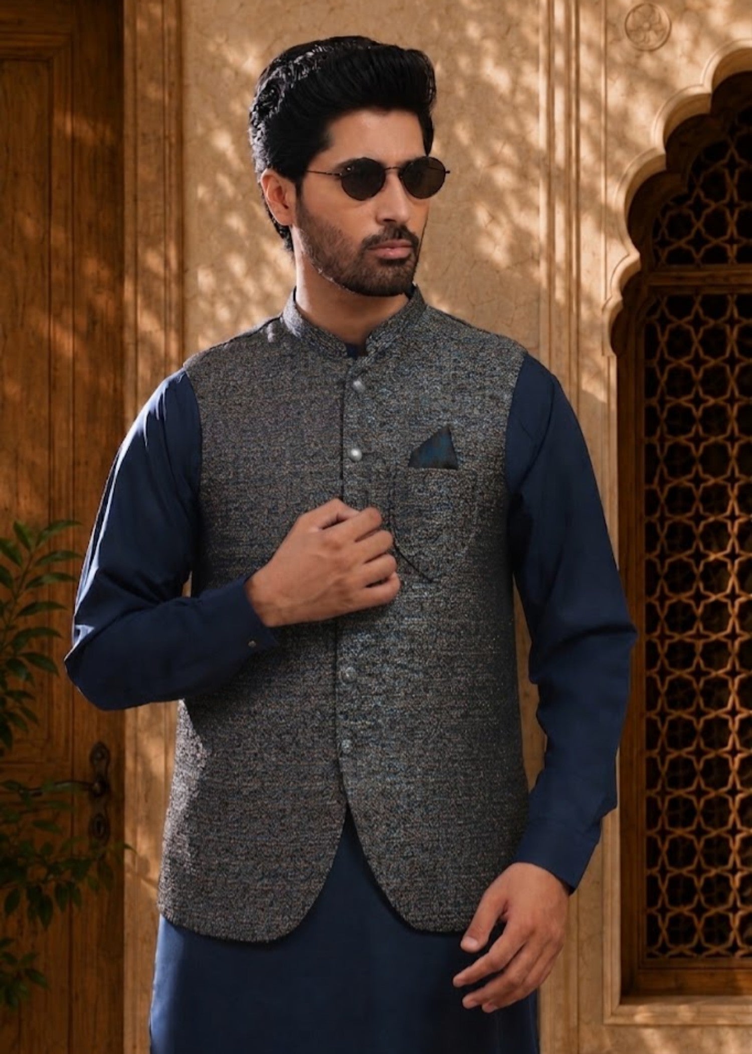 suiting Waistcoat in Slate blue