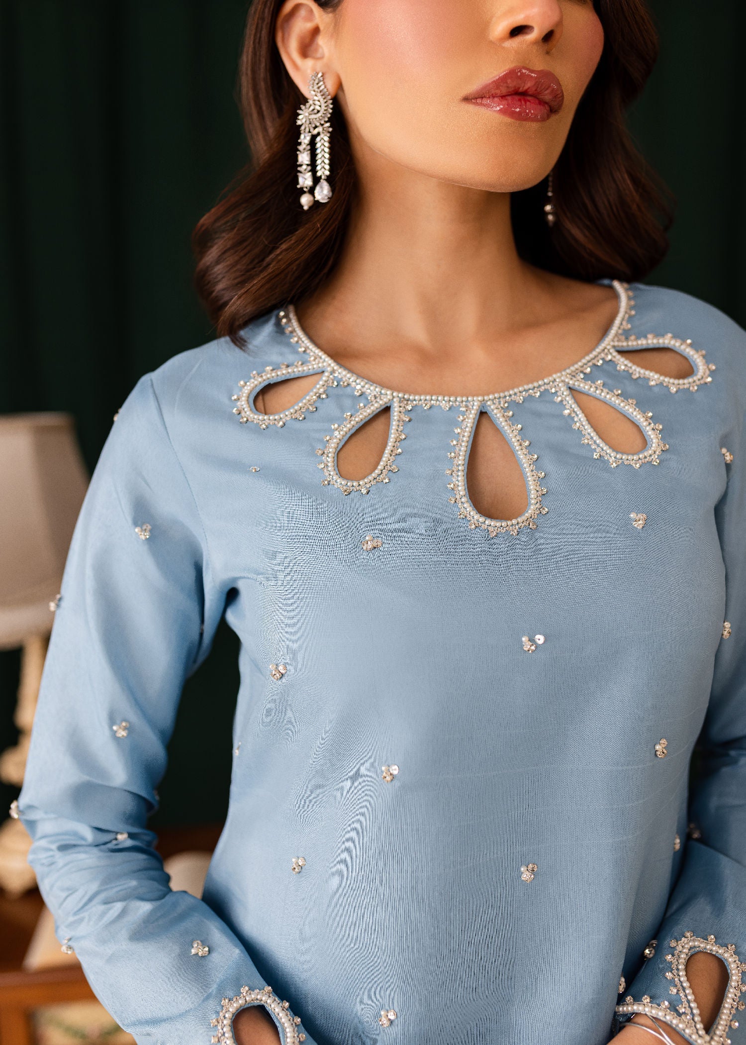 kattan silk Kurta Set in Sky blue