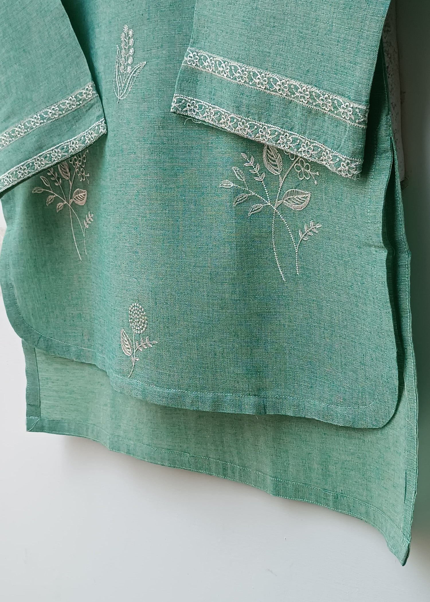 khaddar Kurta Set in Pastel green