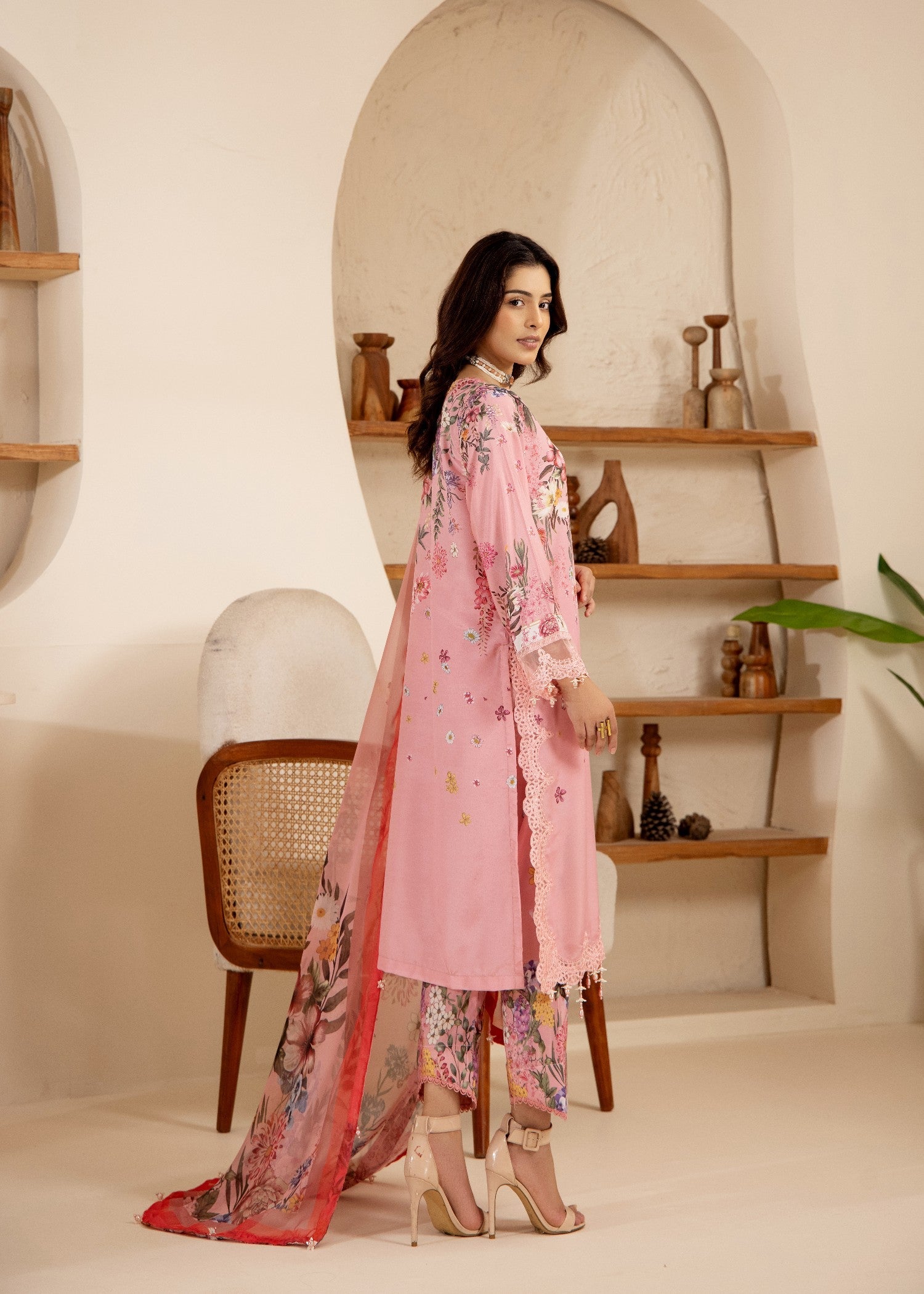 poly silk Kurta Set in Pink
