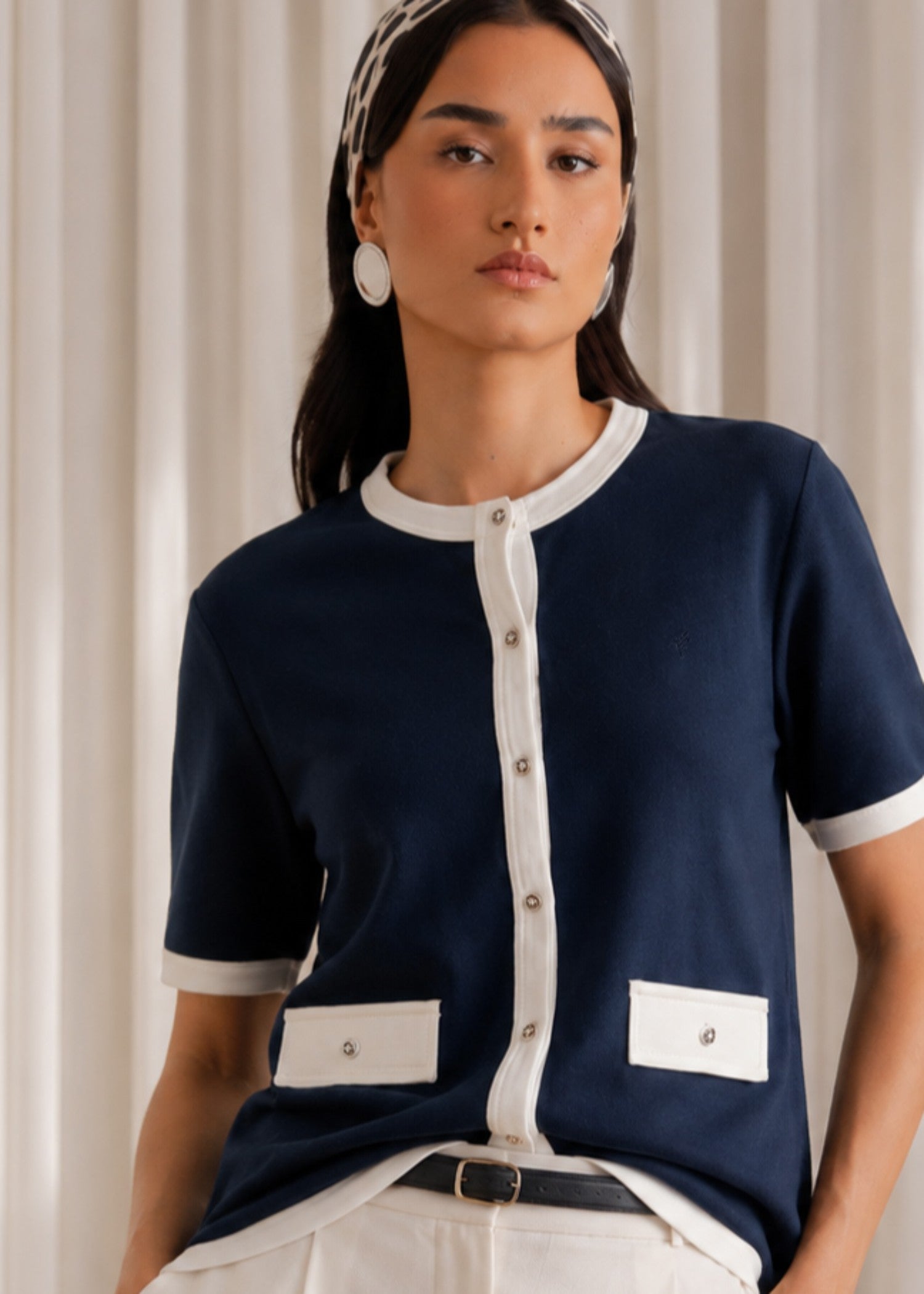 cotton Cardigan in Navy blue