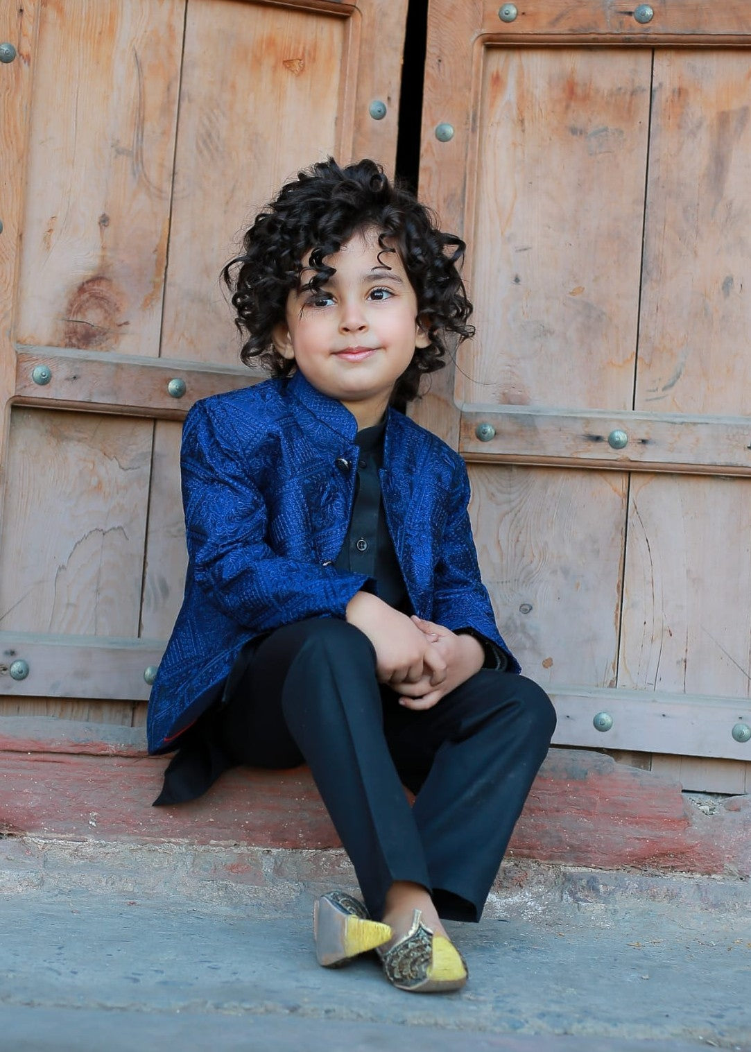 raw silk Prince Coat in Blue
