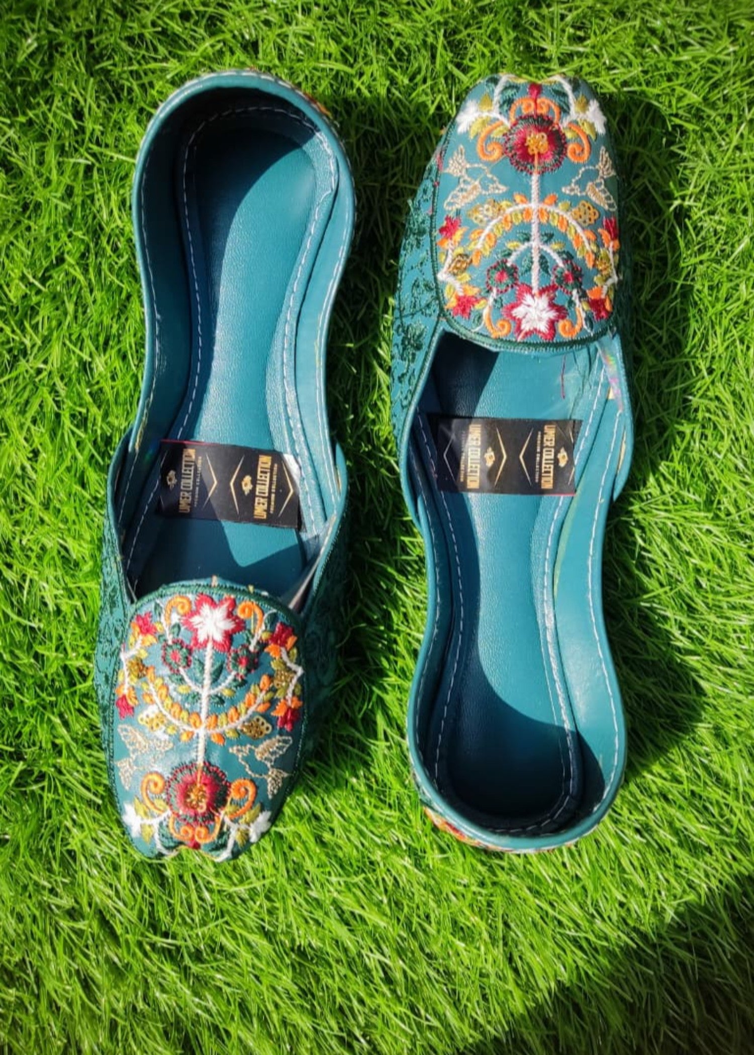 Khussa in Turquoise by - High Quality Women Khussa QRH5833