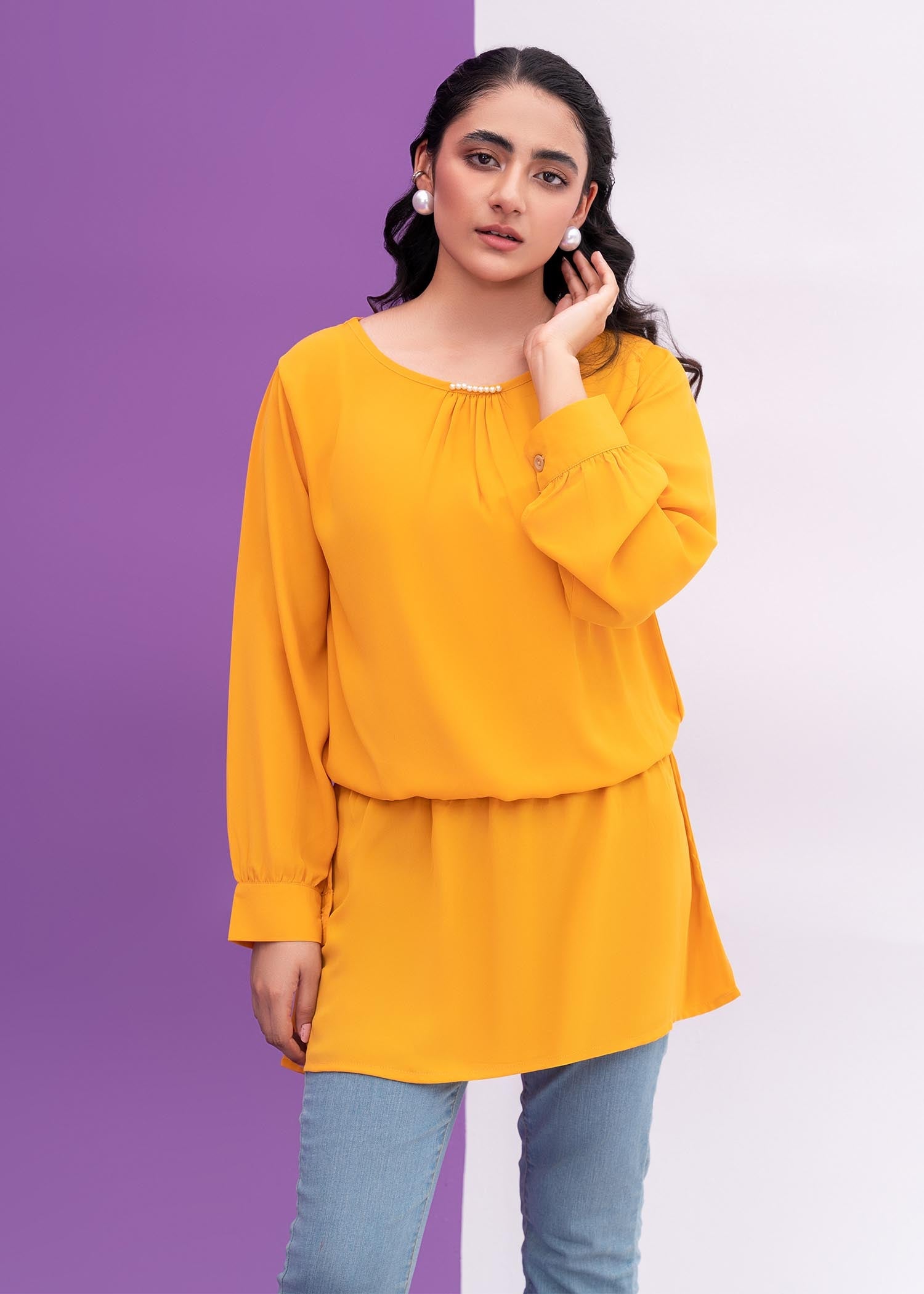 georgette Tunic in Mustard