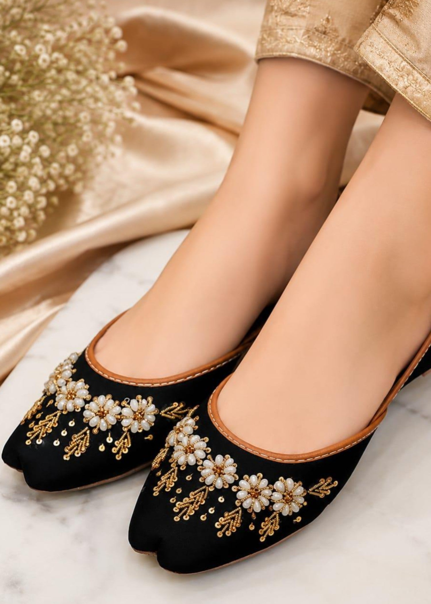 Khussa in Black by - High Quality Women Khussa PEZ4354