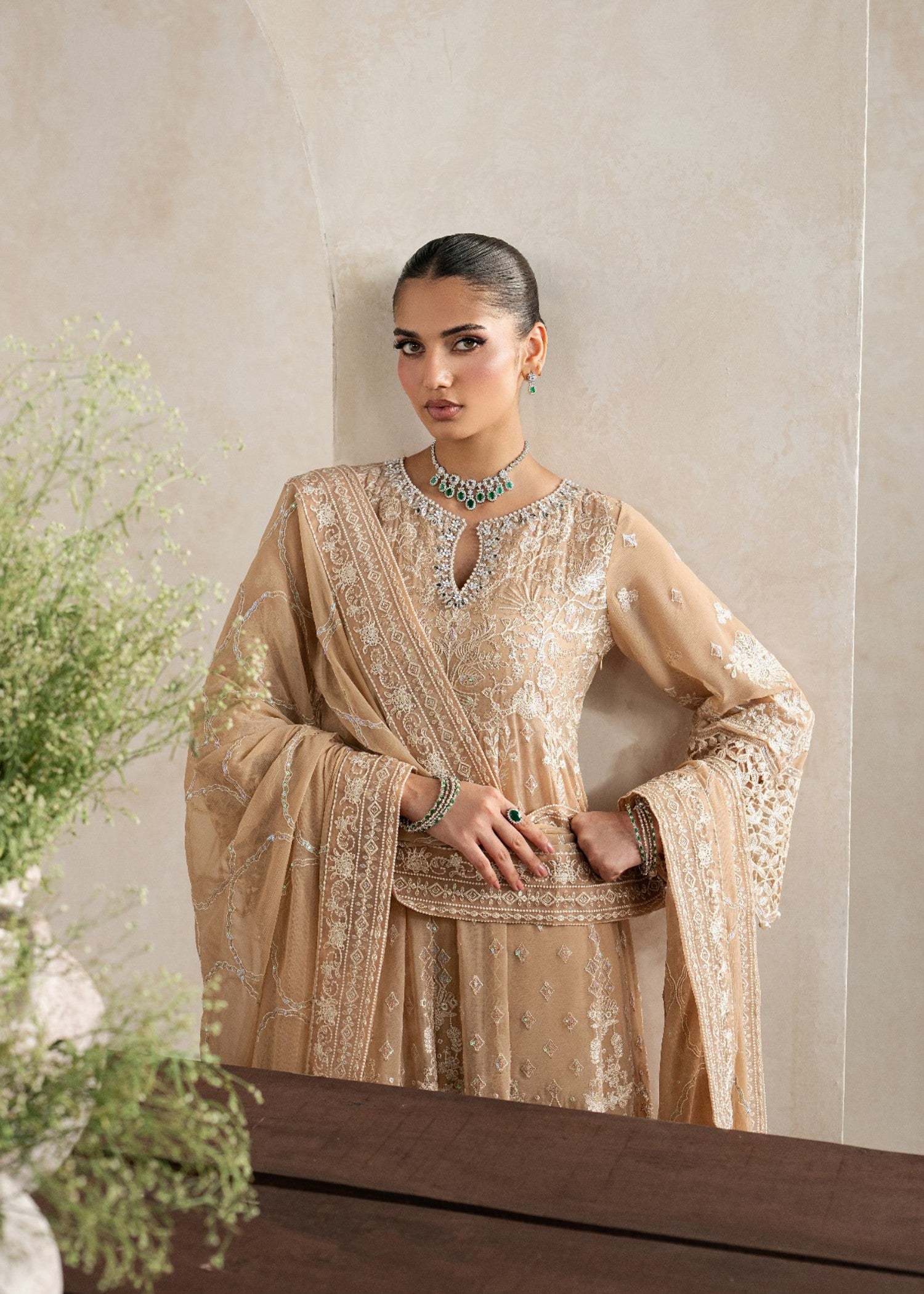 chiffon Pishwas in Champagne