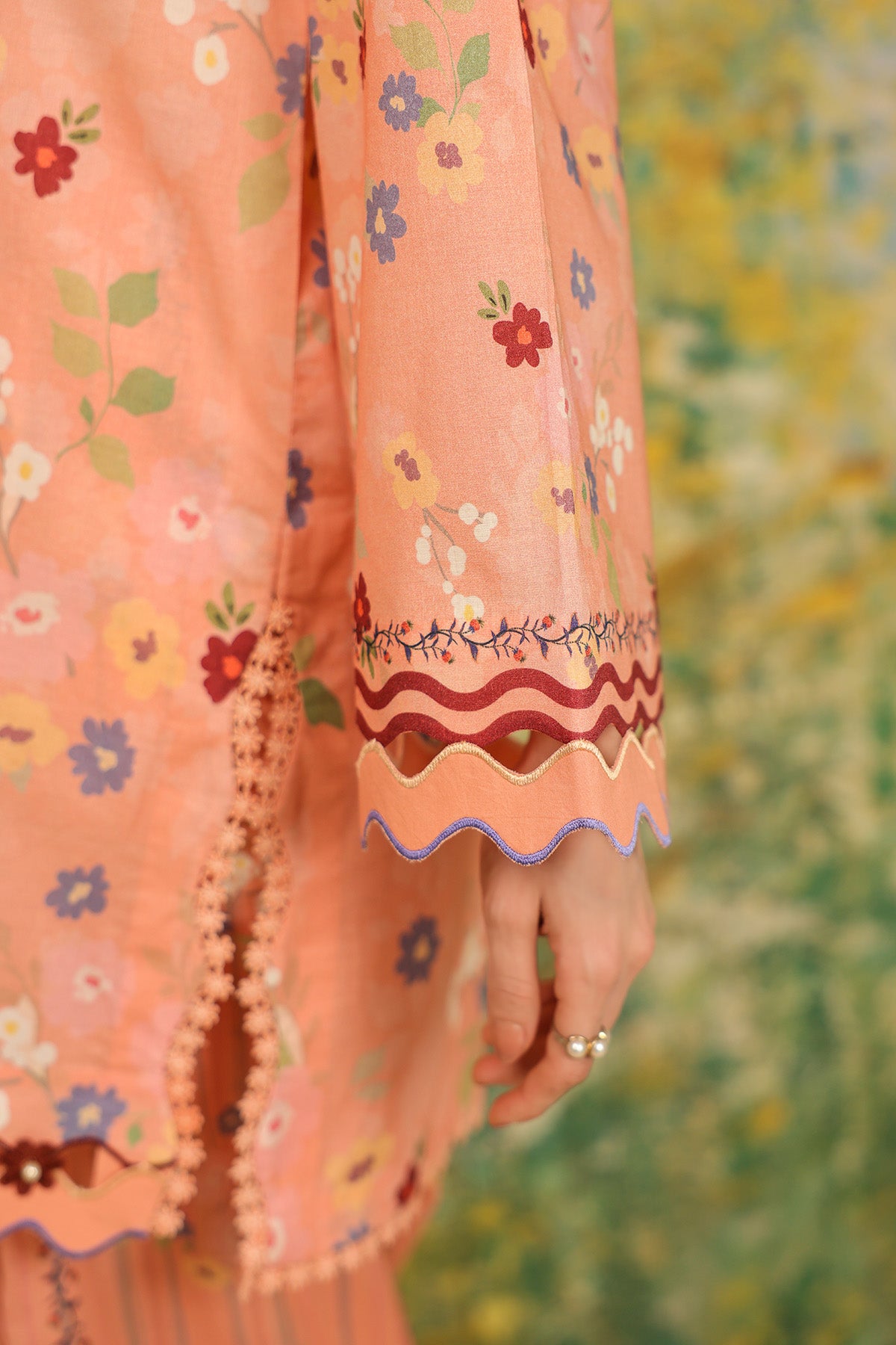 cambric Unstitched in Peach orange