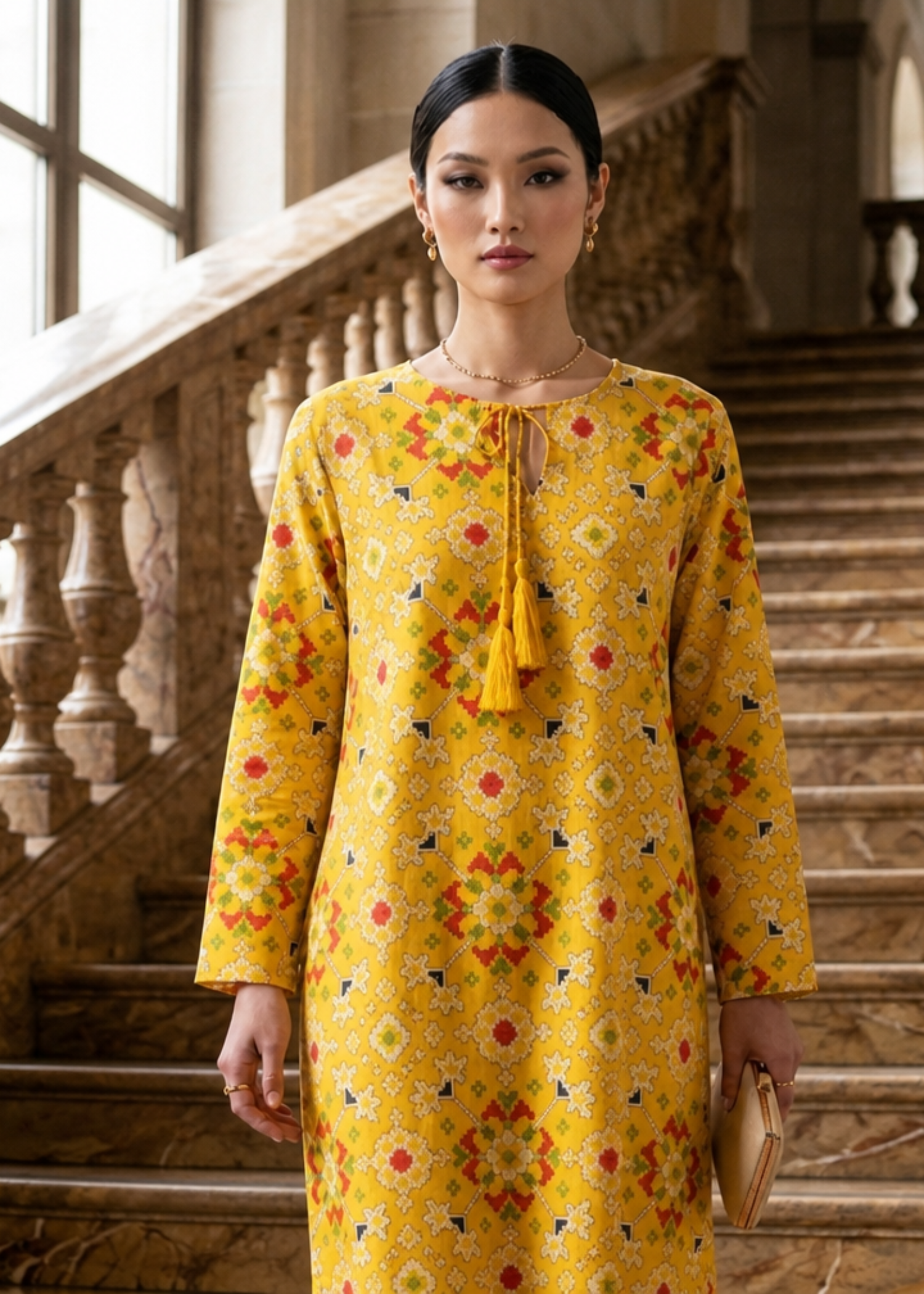 pure viscose Kaftan in Yellow
