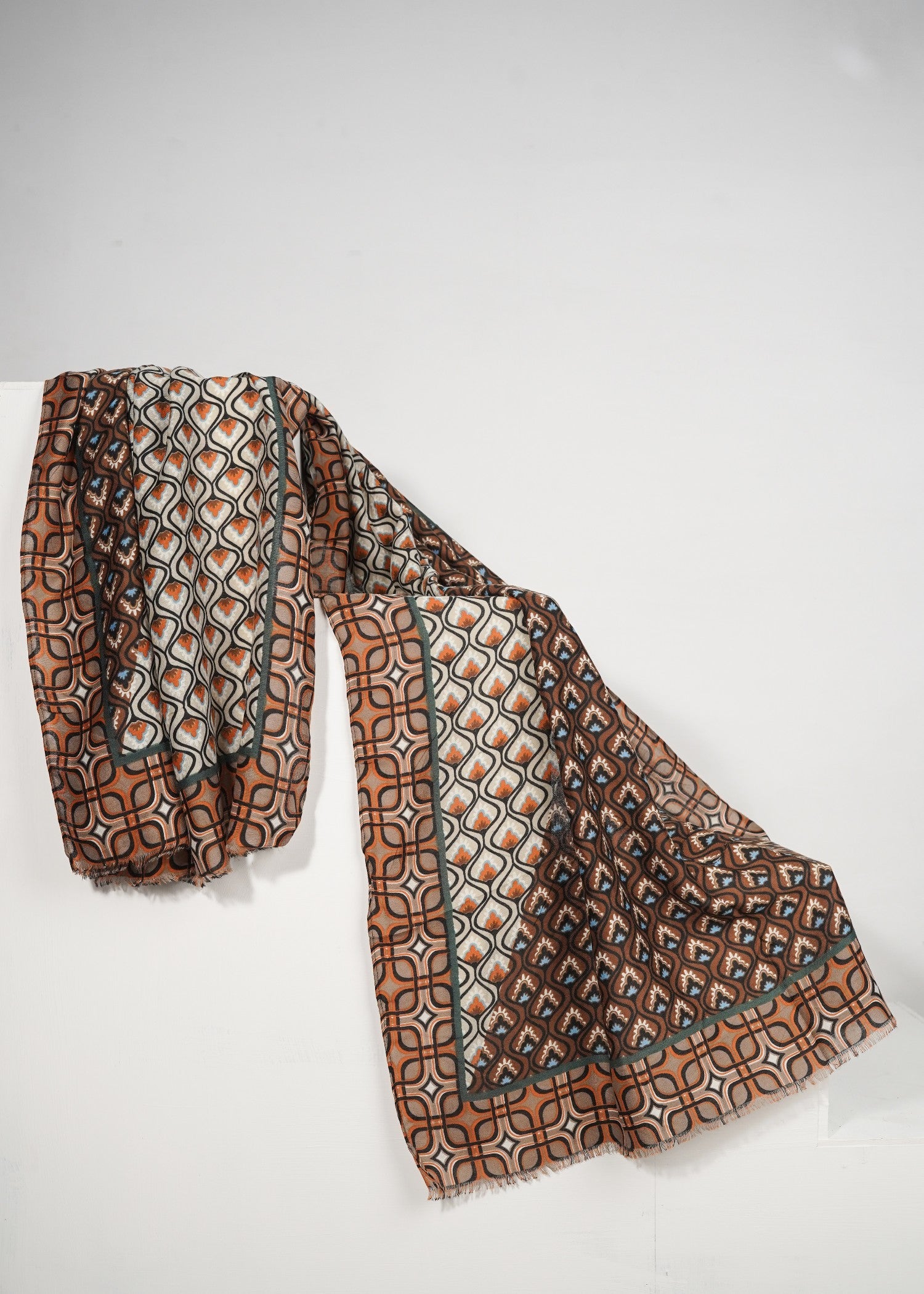 viscose Hijab in Mocha brown, multi