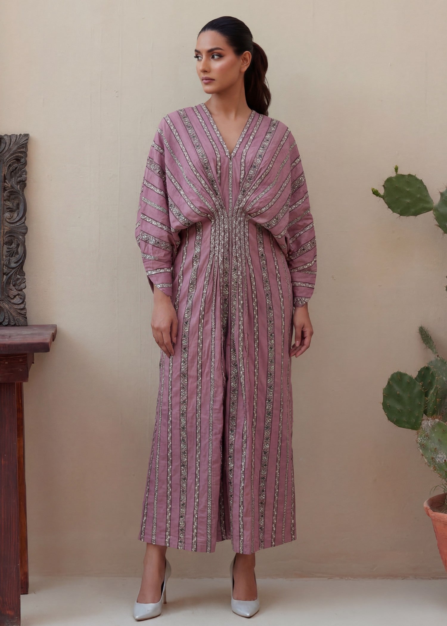 lawn Kaftan in Zinnia pink