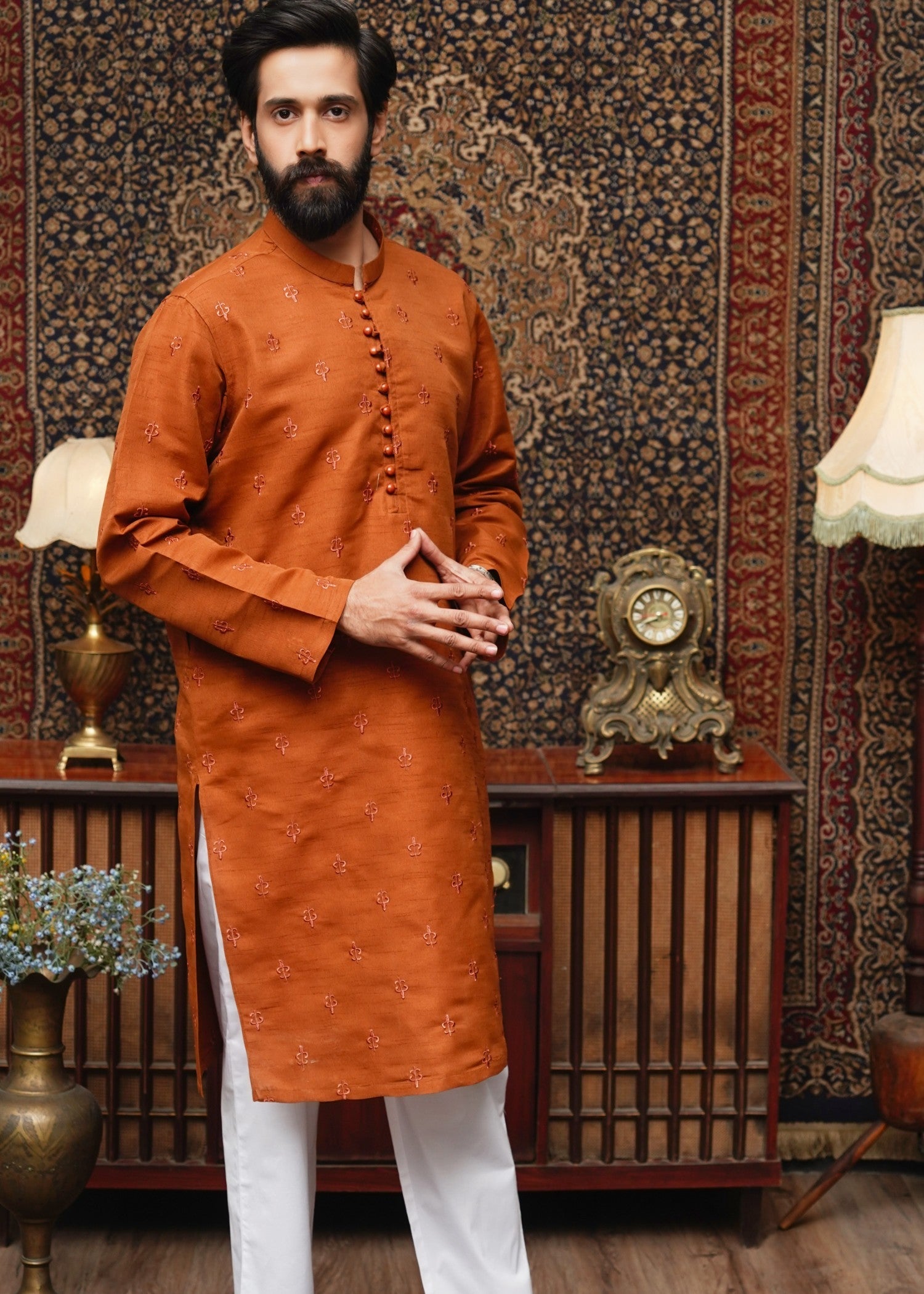 viscose Kurta in Rust orange
