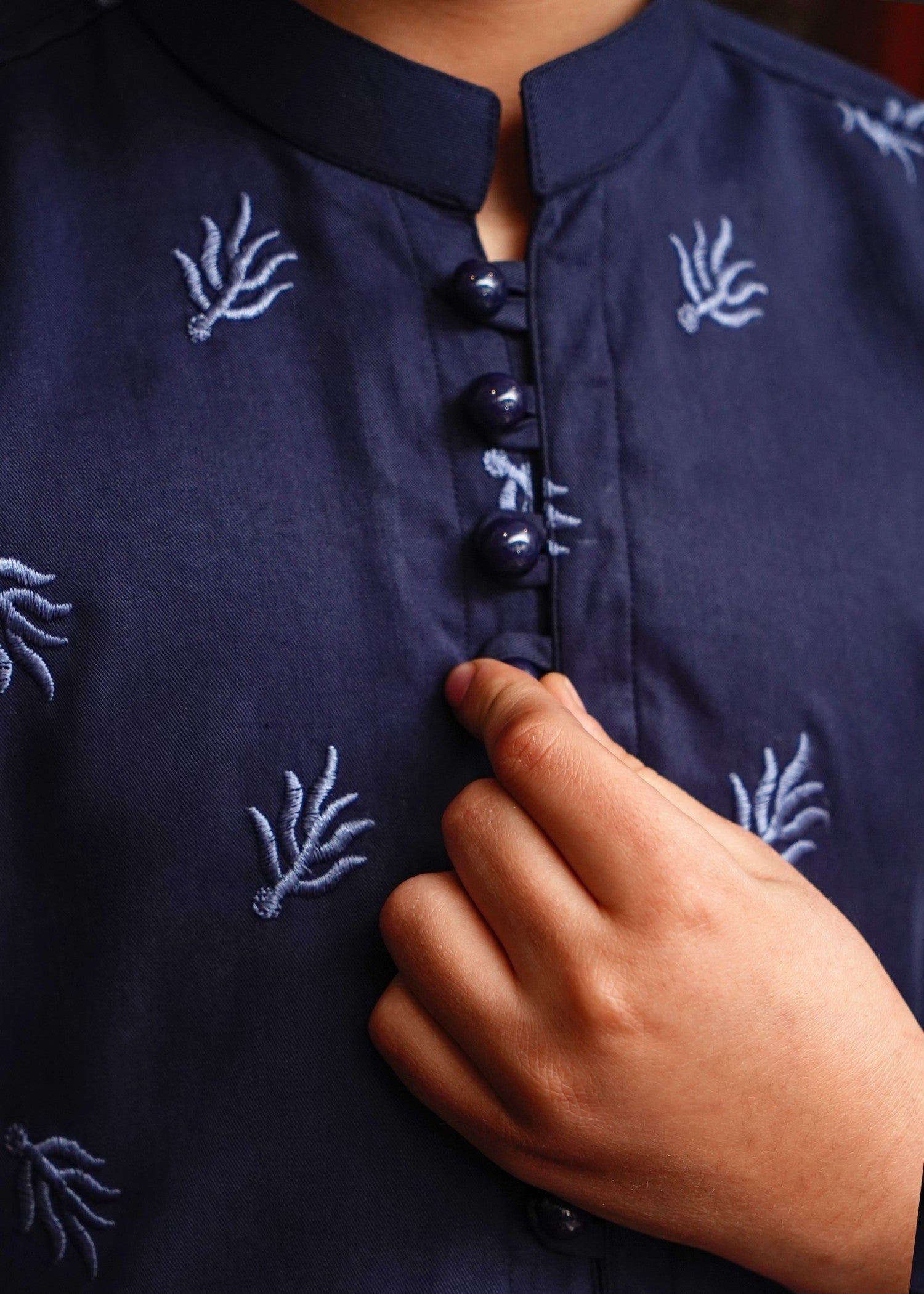 linen Kurta in Navy blue
