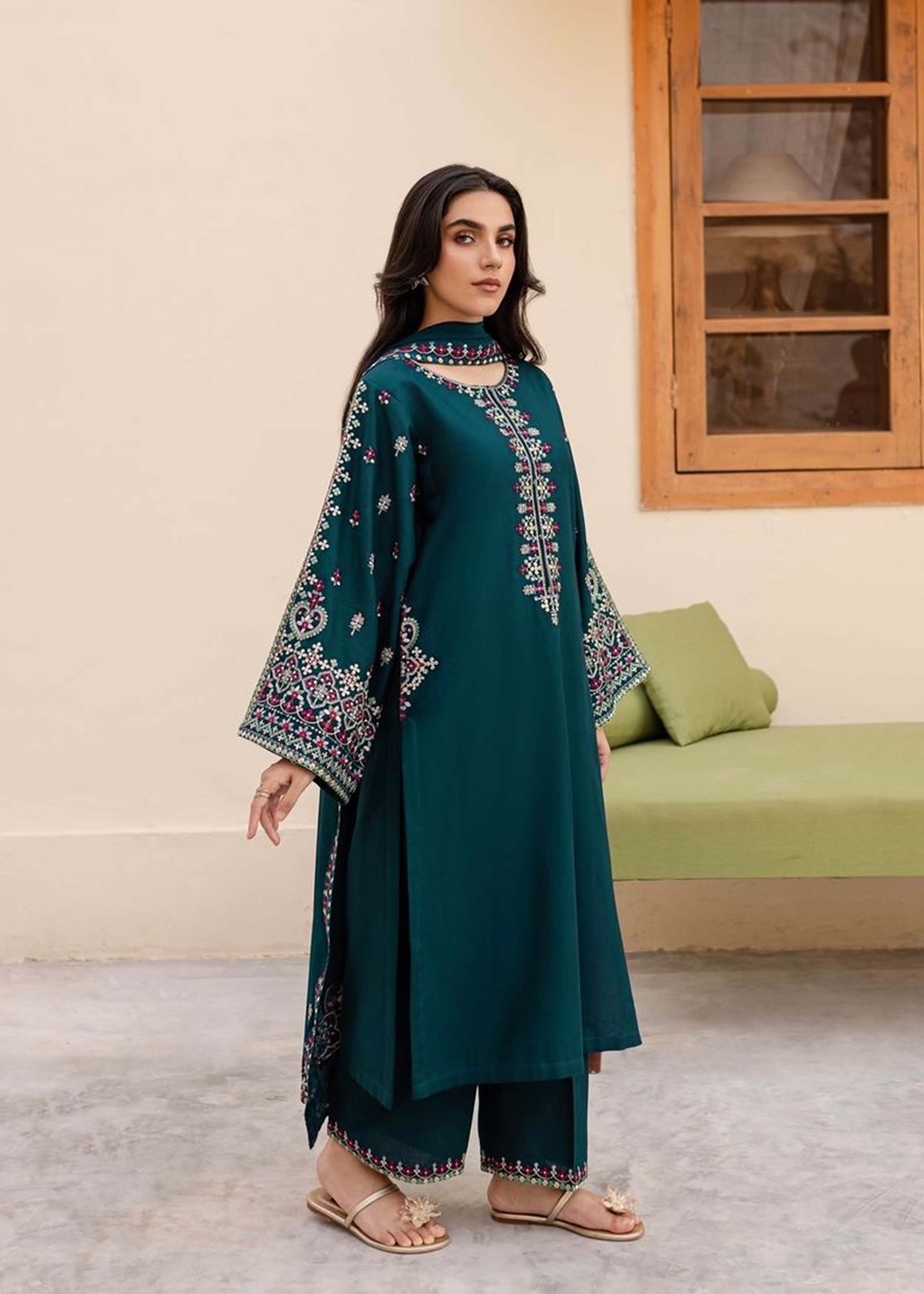 cotton Kurta Set in Teal