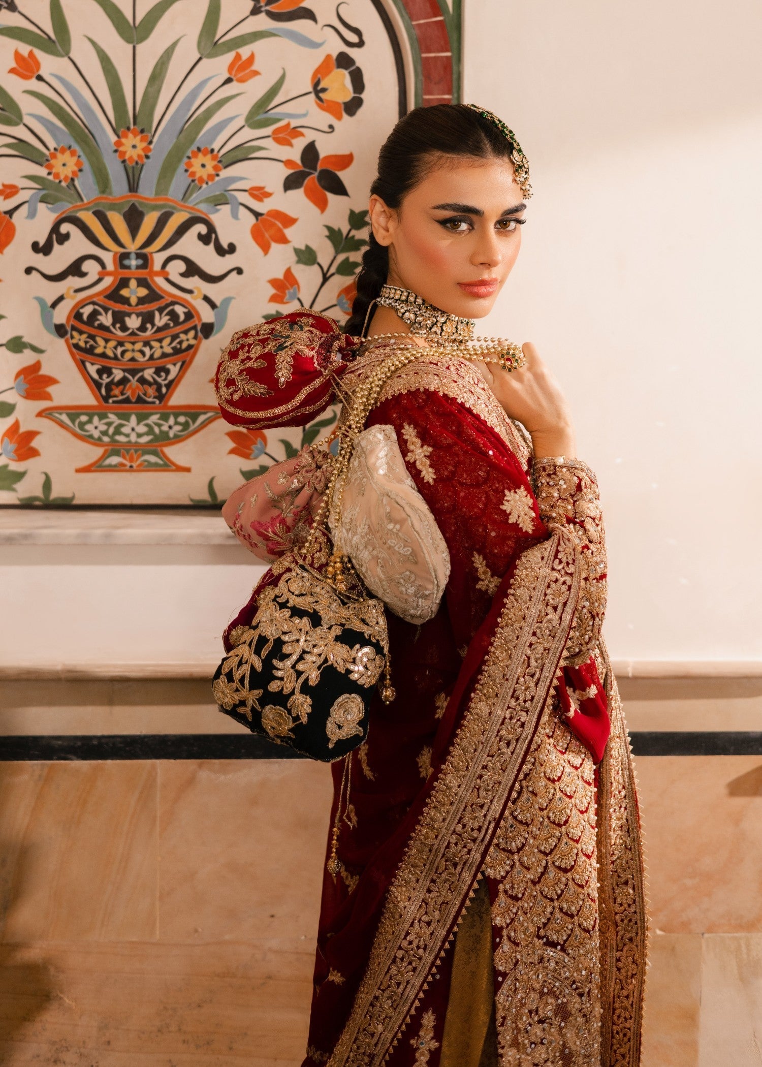 chiffon Gharara in Red