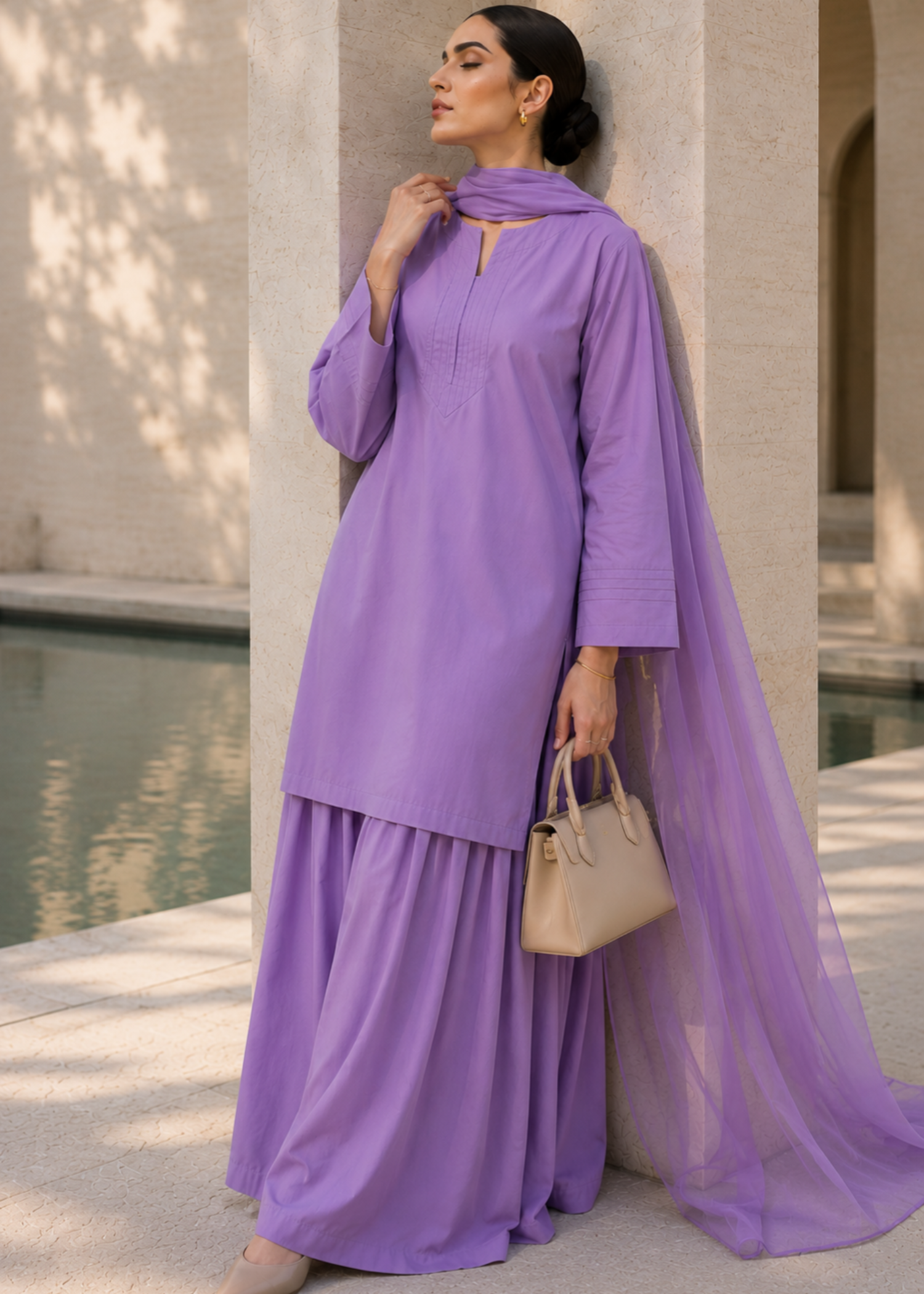 pure cotton Kurta Set in Mauve