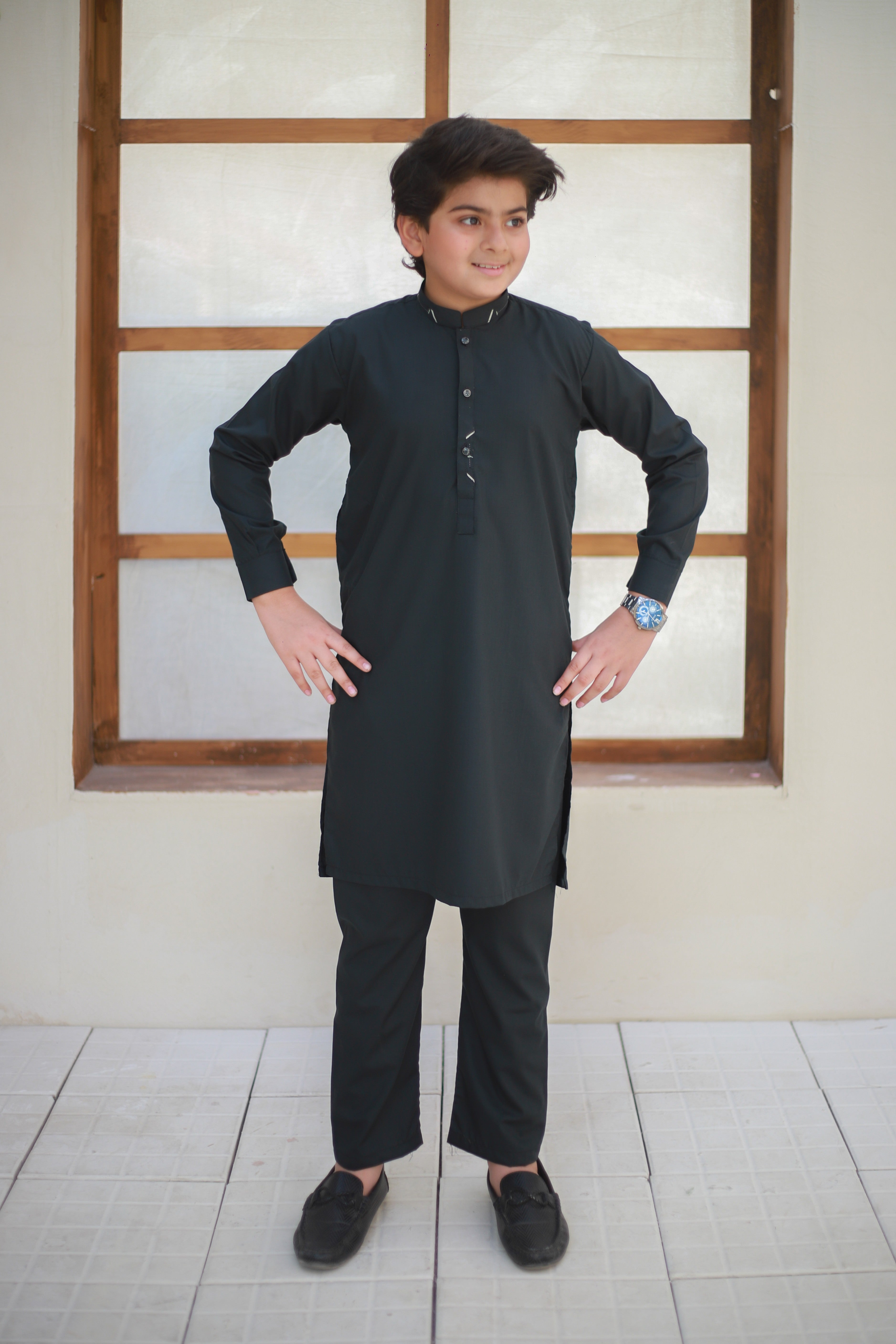 wash & wear Kurta Set in Eucalyptus green