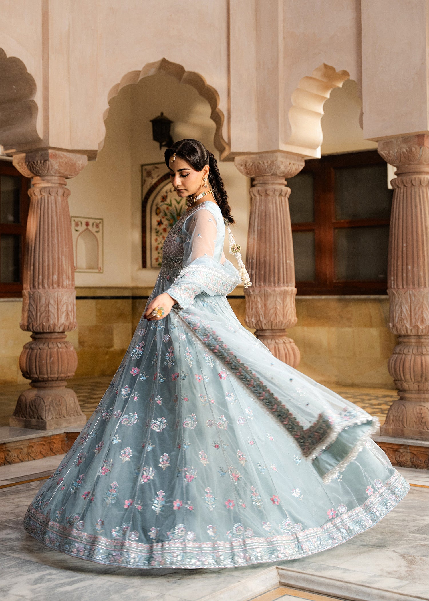 net Pishwas in Ice blue